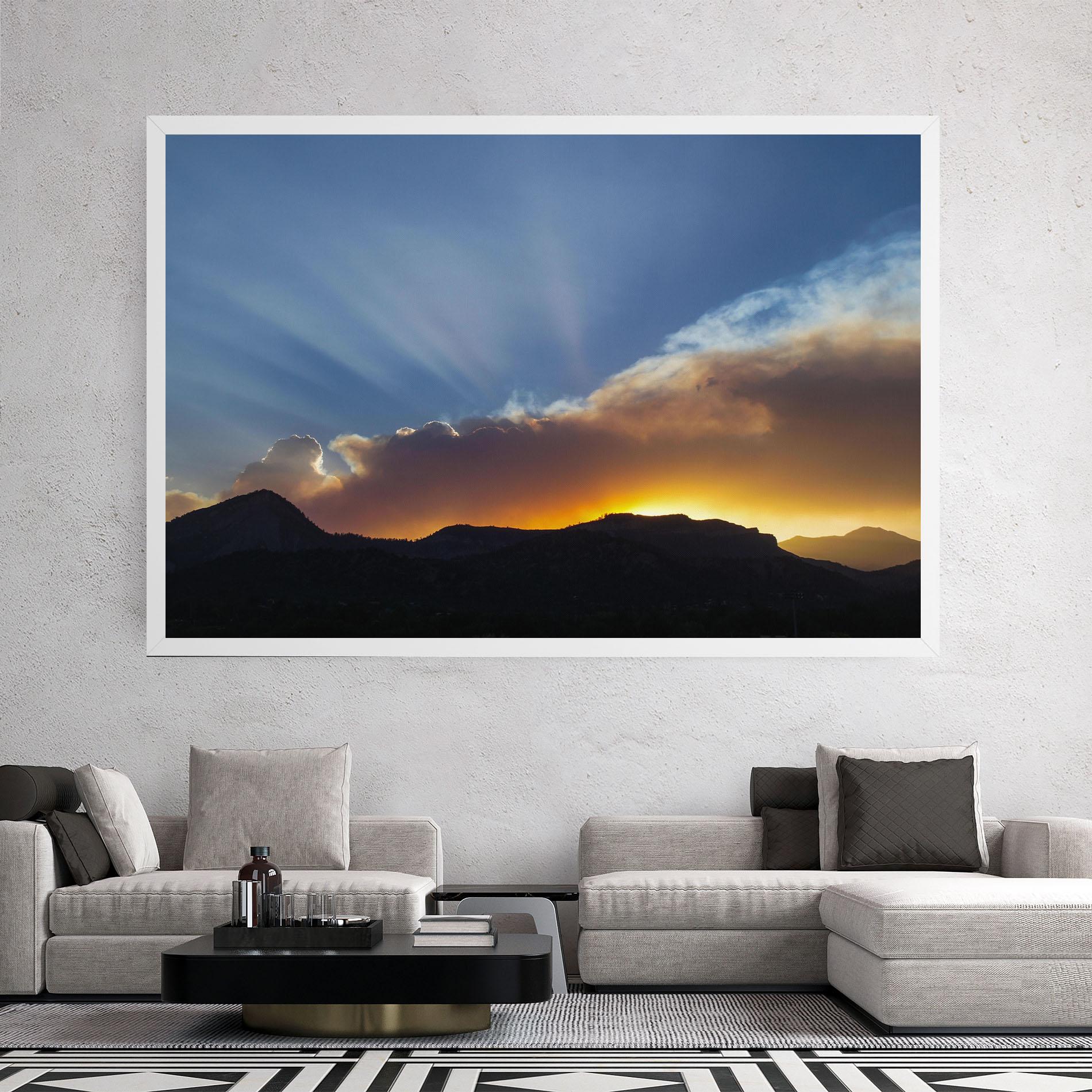 Leinwandbild Mountain Silhouette Sunrise mockup 2