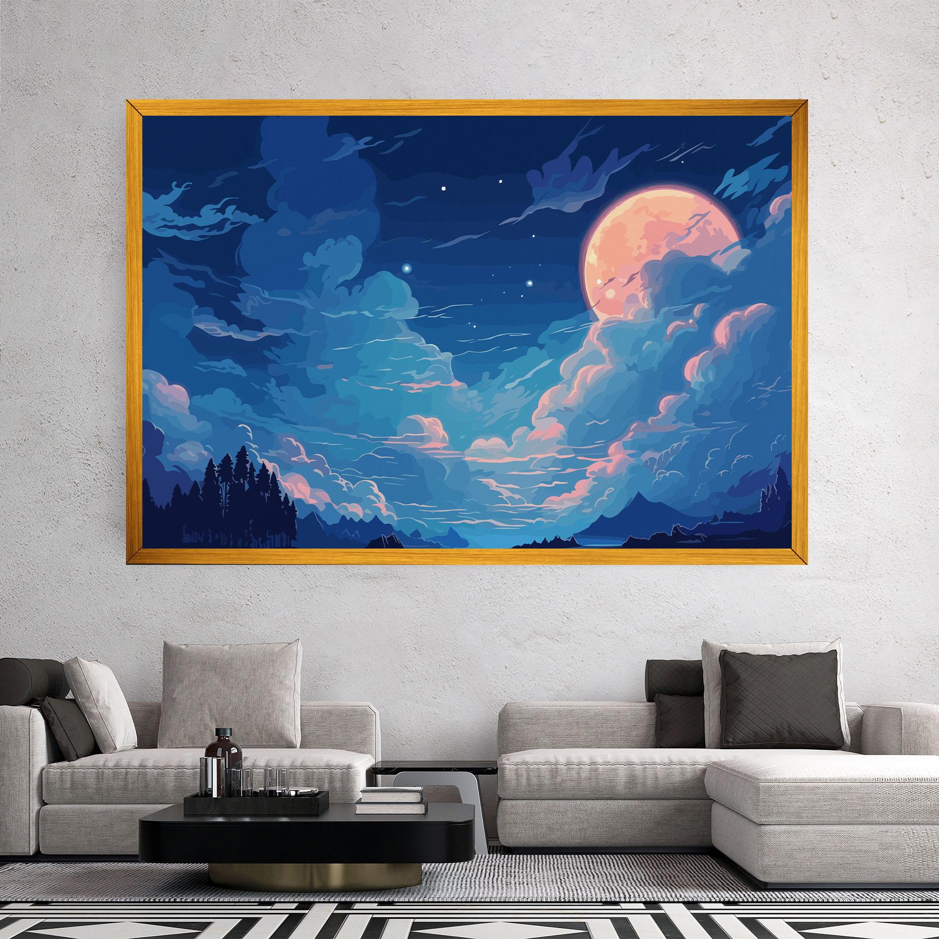 Leinwandbild Blue Cloud Moon mockup 2