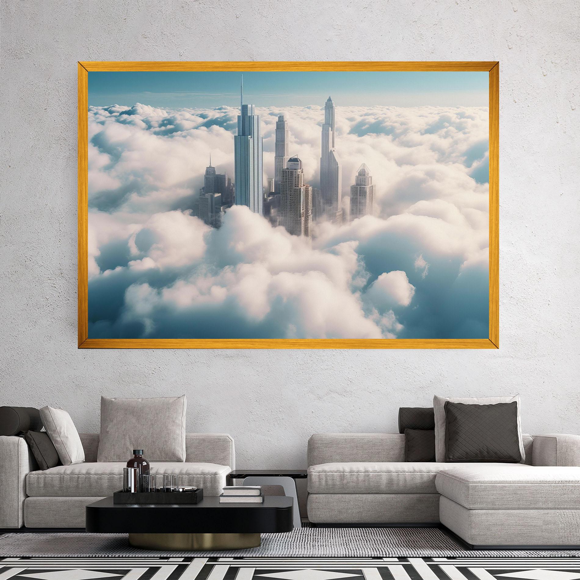 Leinwandbild City Above Clouds mockup 2
