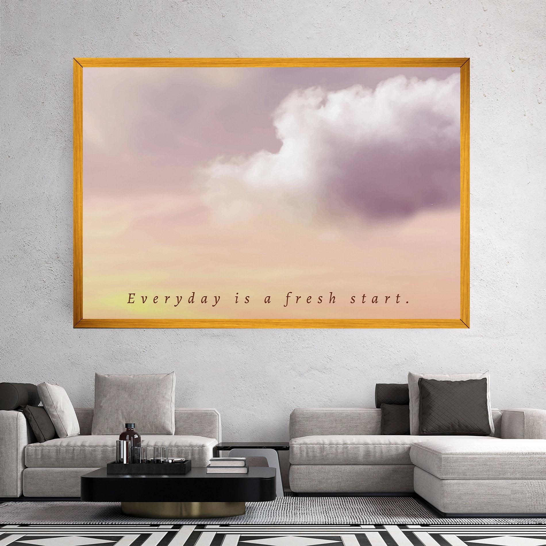 Leinwandbild Clouds Text Cream mockup 2