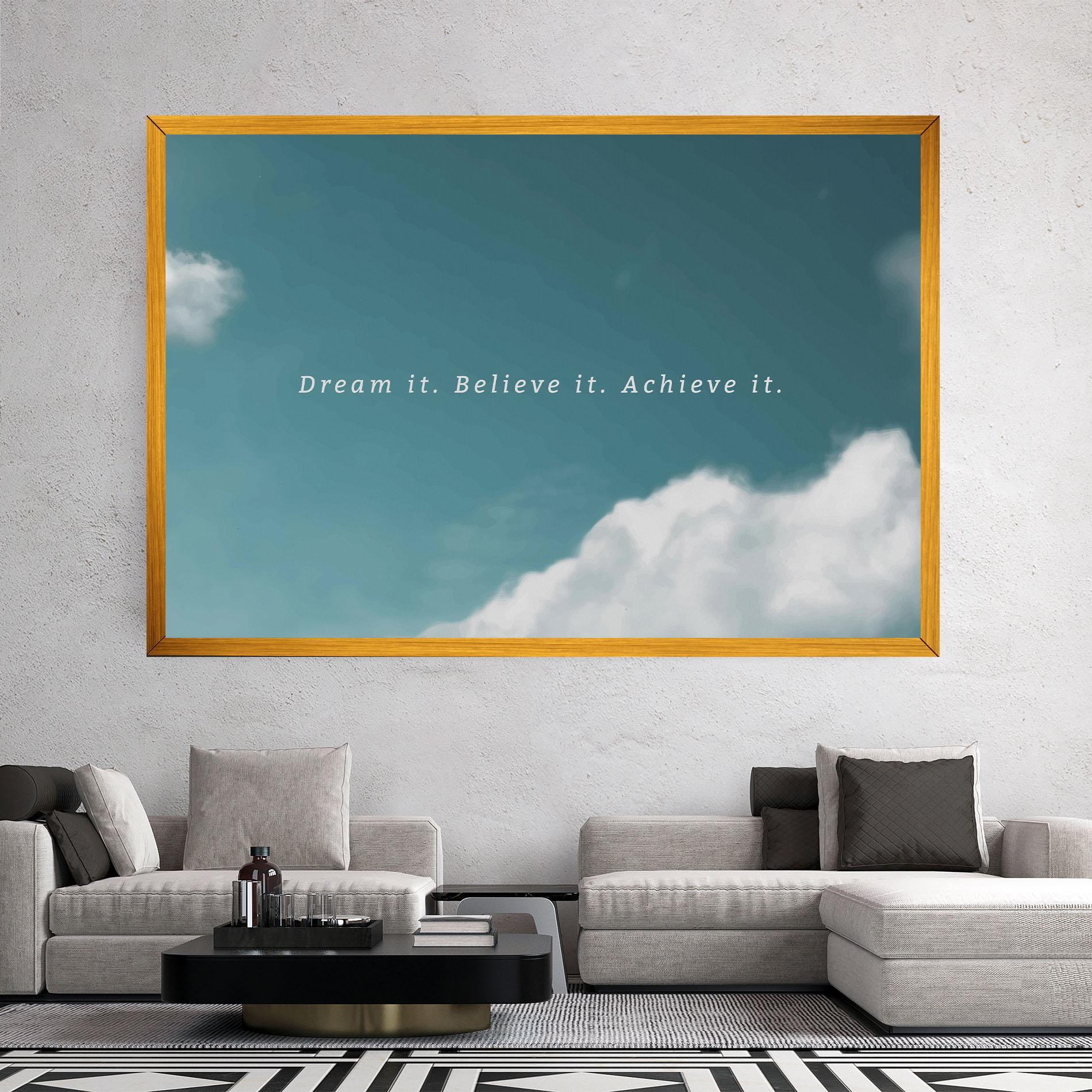 Leinwandbild Clouds Text Green mockup 2