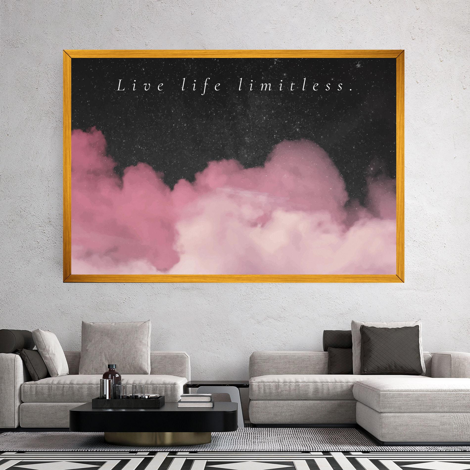 Leinwandbild Clouds Text Pink mockup 2