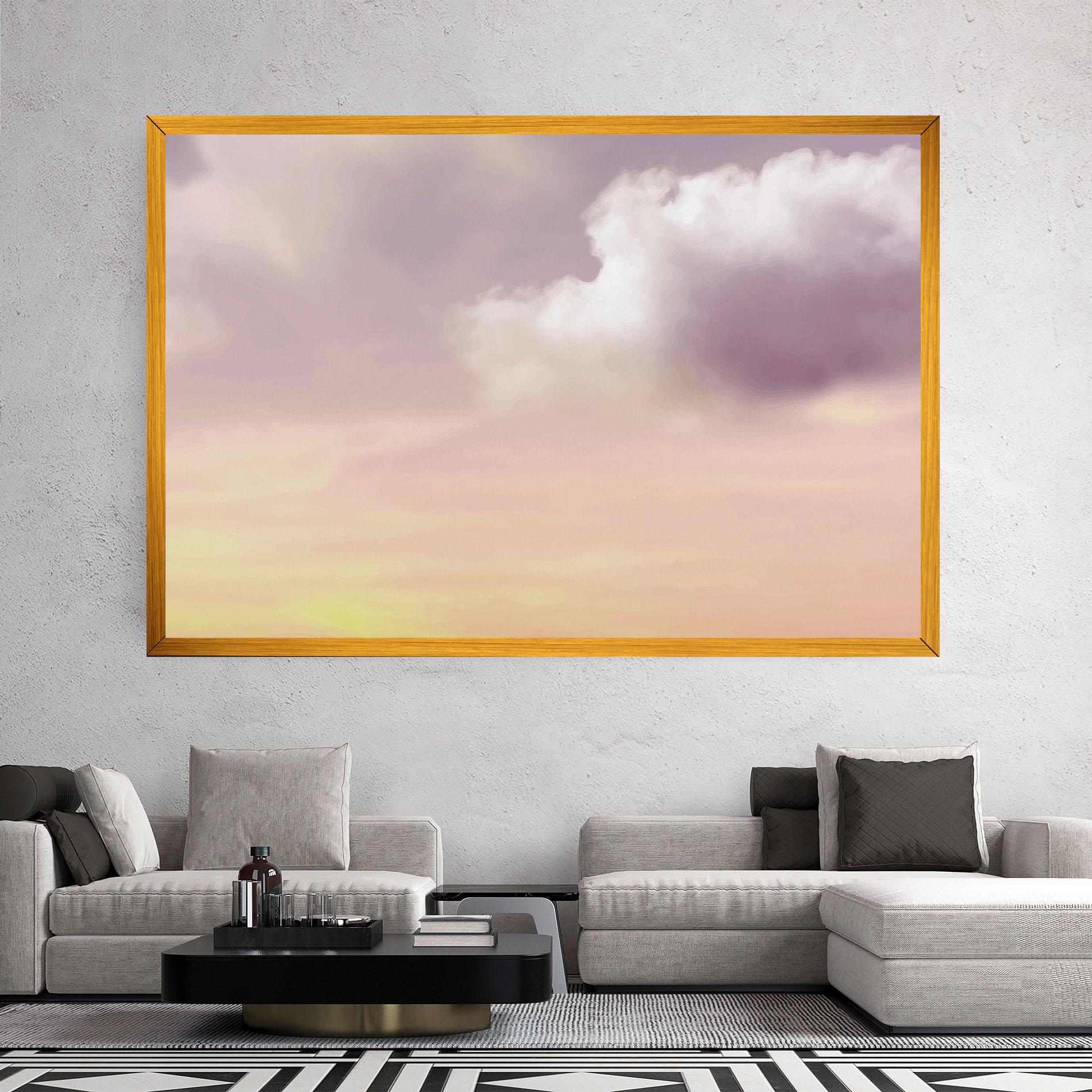 Leinwandbild Clouds Watercolor Cream mockup 2