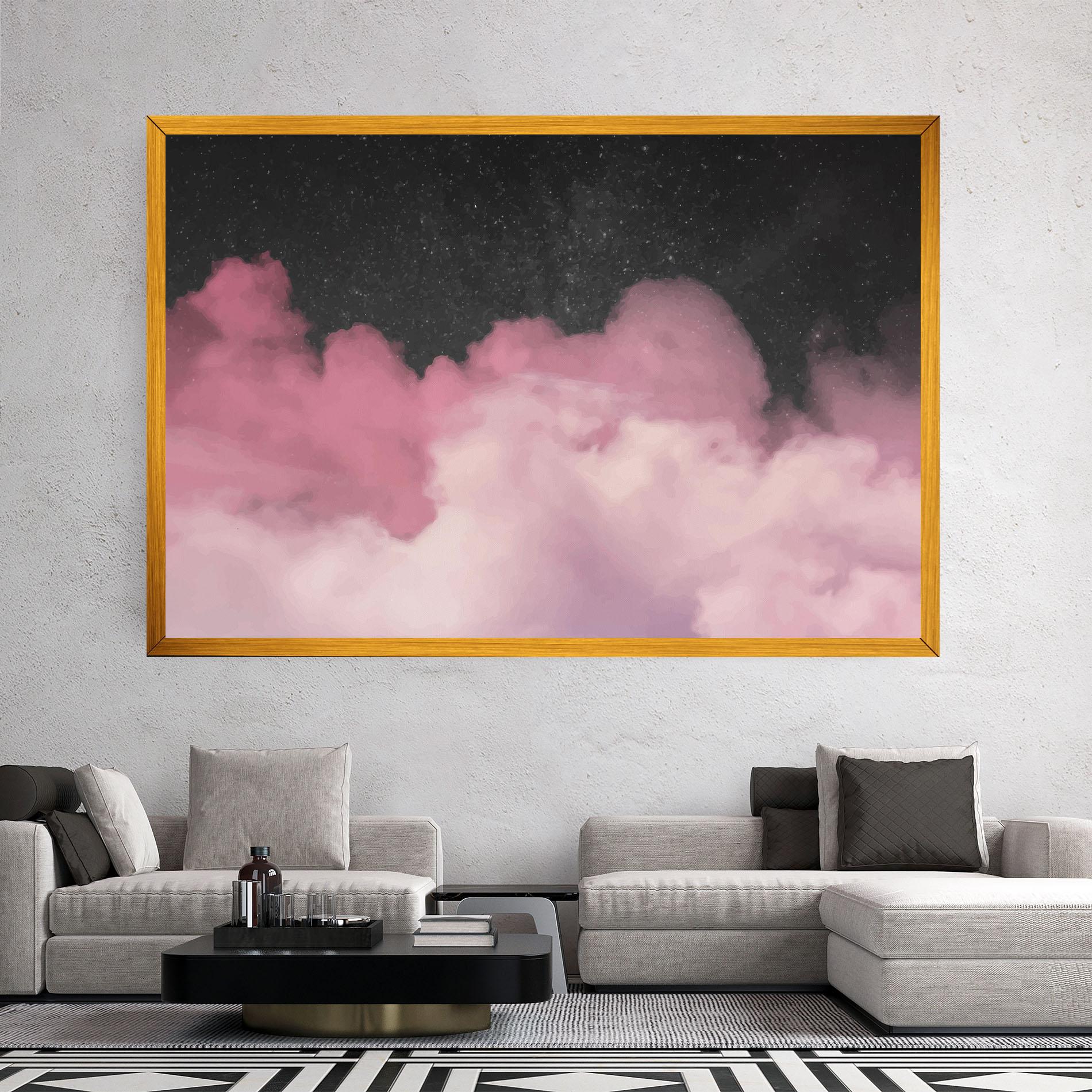 Leinwandbild Clouds Watercolor Purple mockup 2
