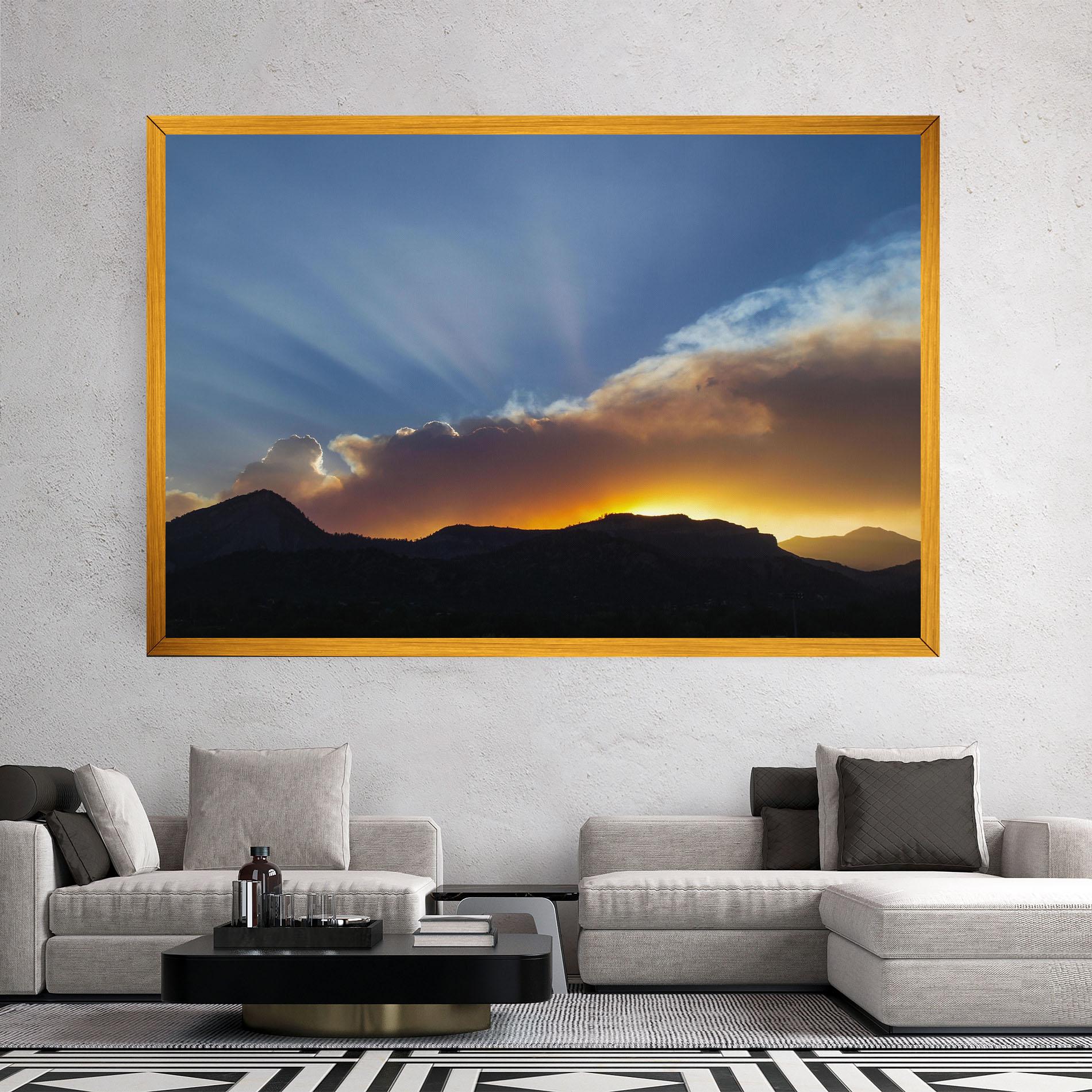 Leinwandbild Mountain Silhouette Sunrise mockup 2