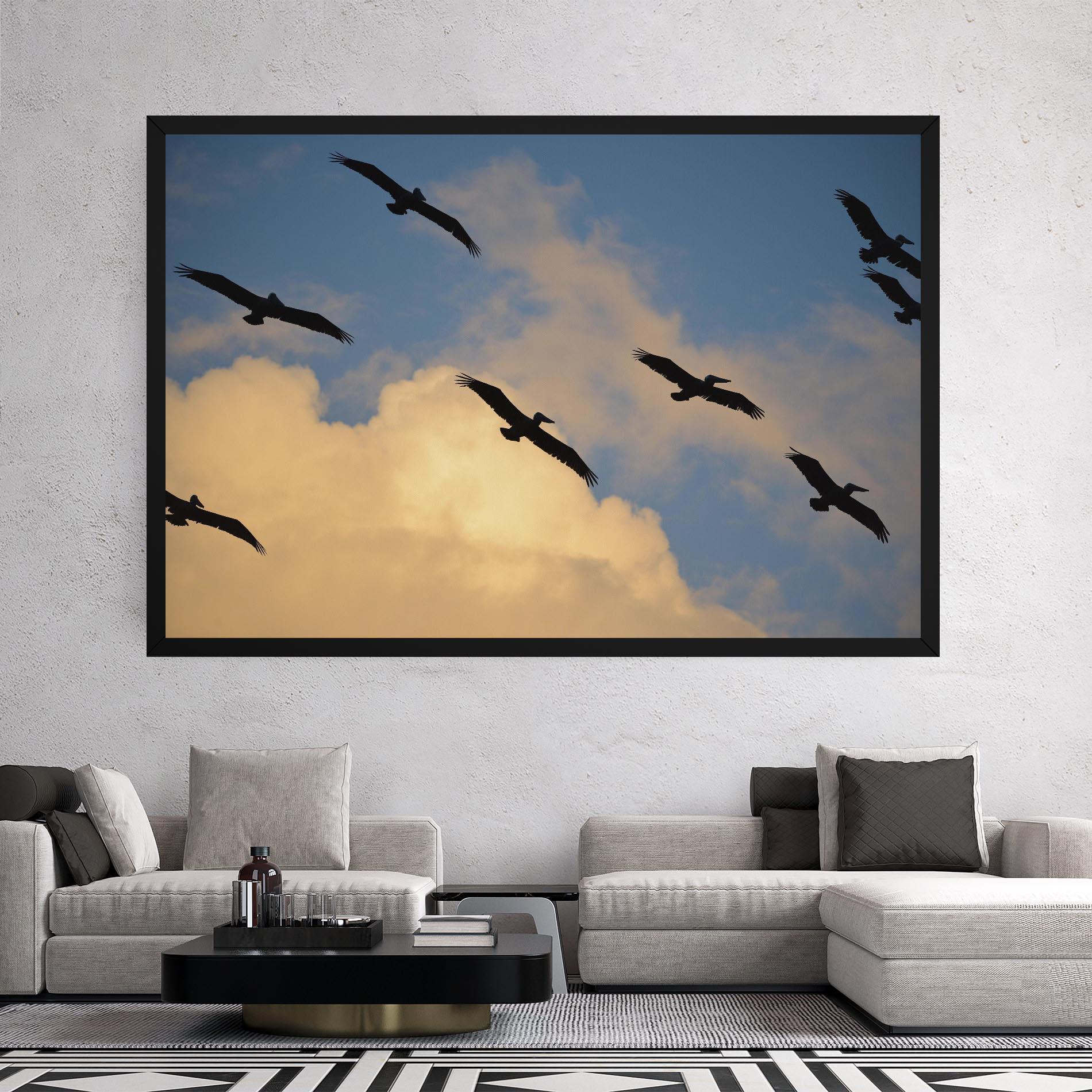 Leinwandbild Bird Shilouette Cloud mockup 2