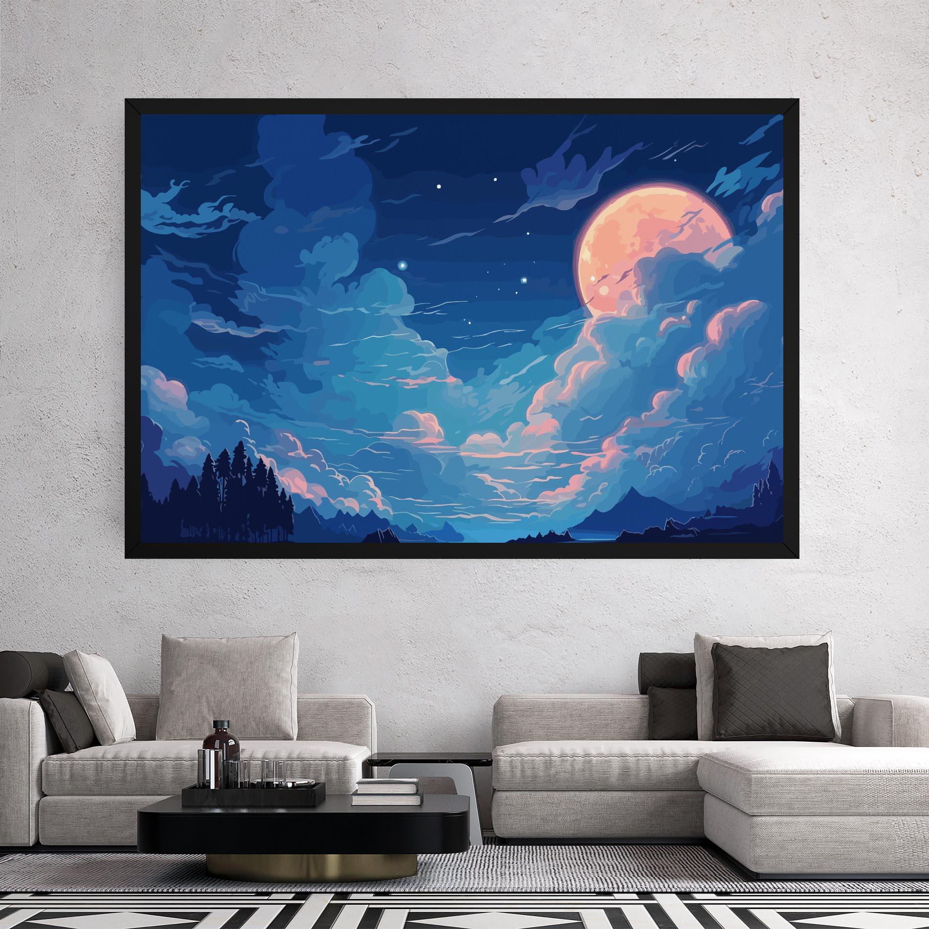 Leinwandbild Blue Cloud Moon mockup 2