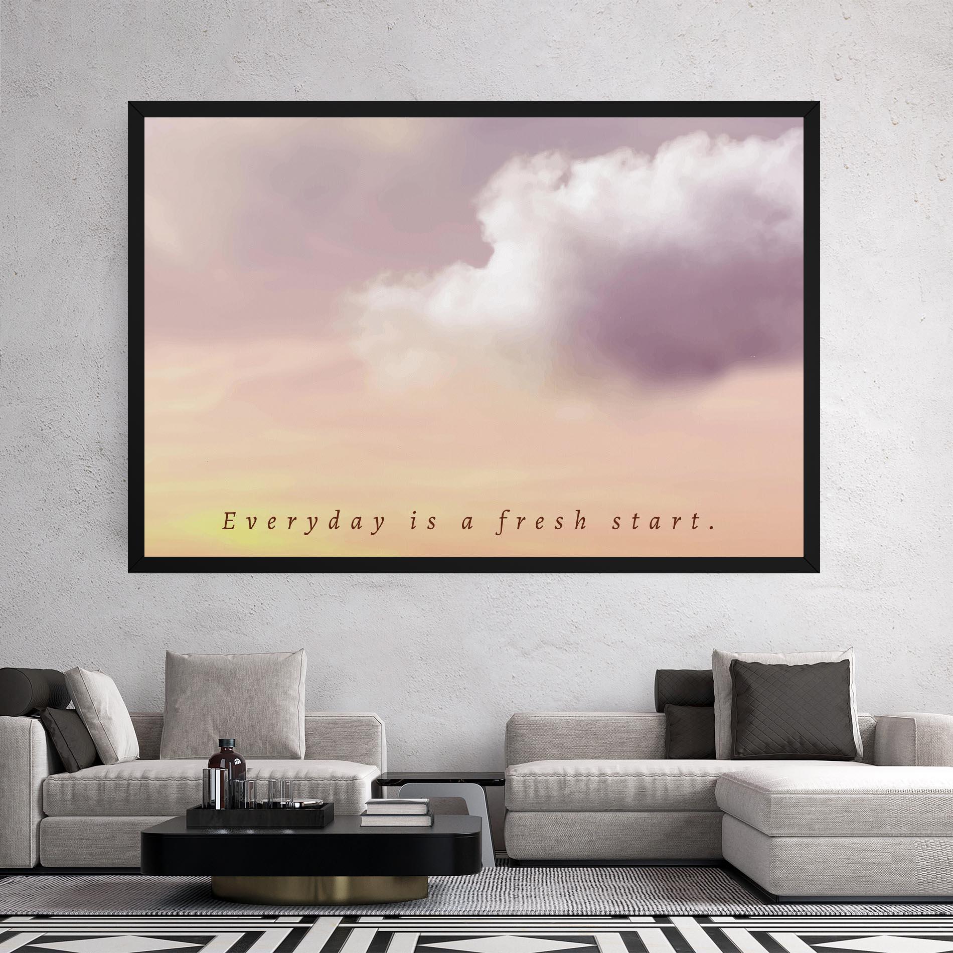 Leinwandbild Clouds Text Cream mockup 2