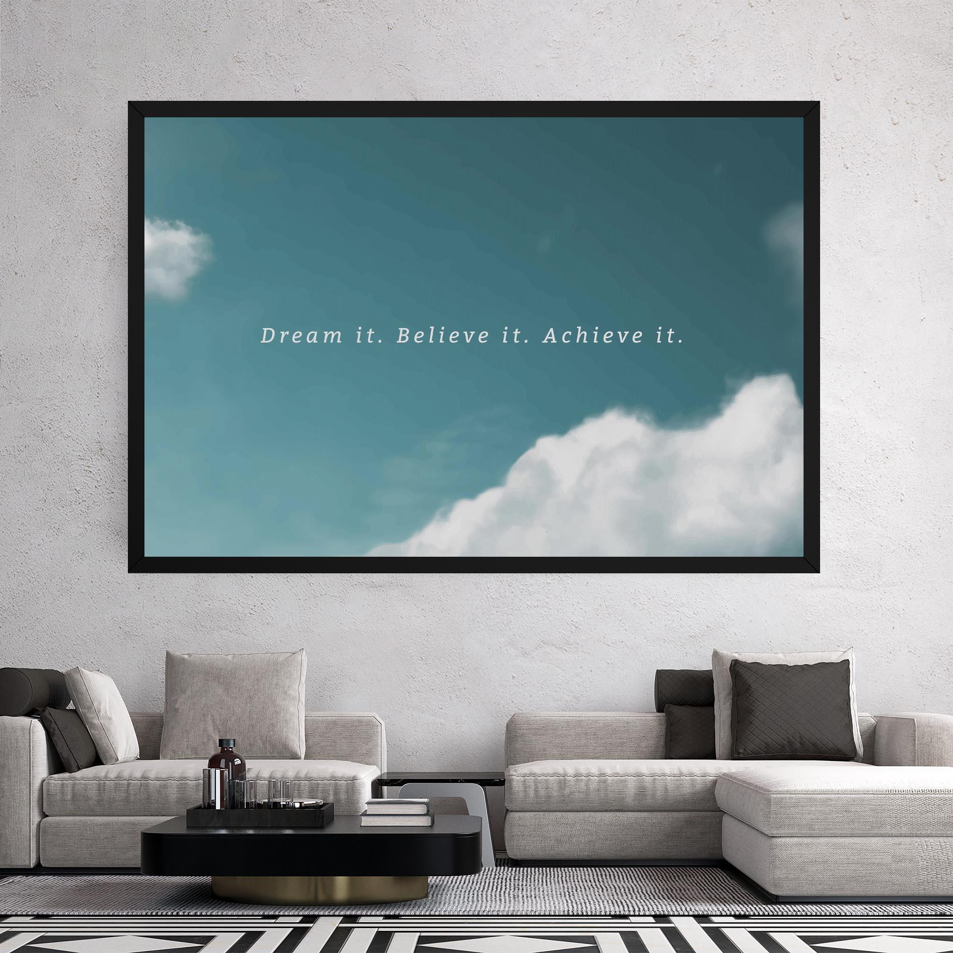 Leinwandbild Clouds Text Green mockup 2