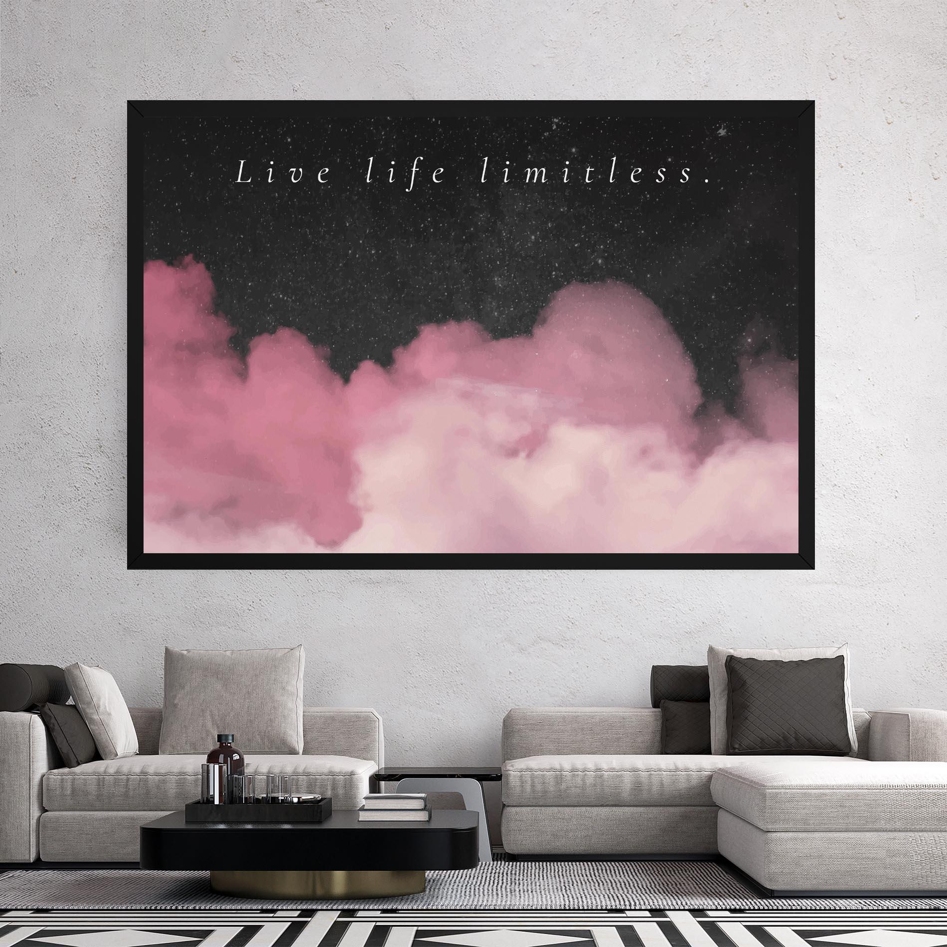 Leinwandbild Clouds Text Pink mockup 2