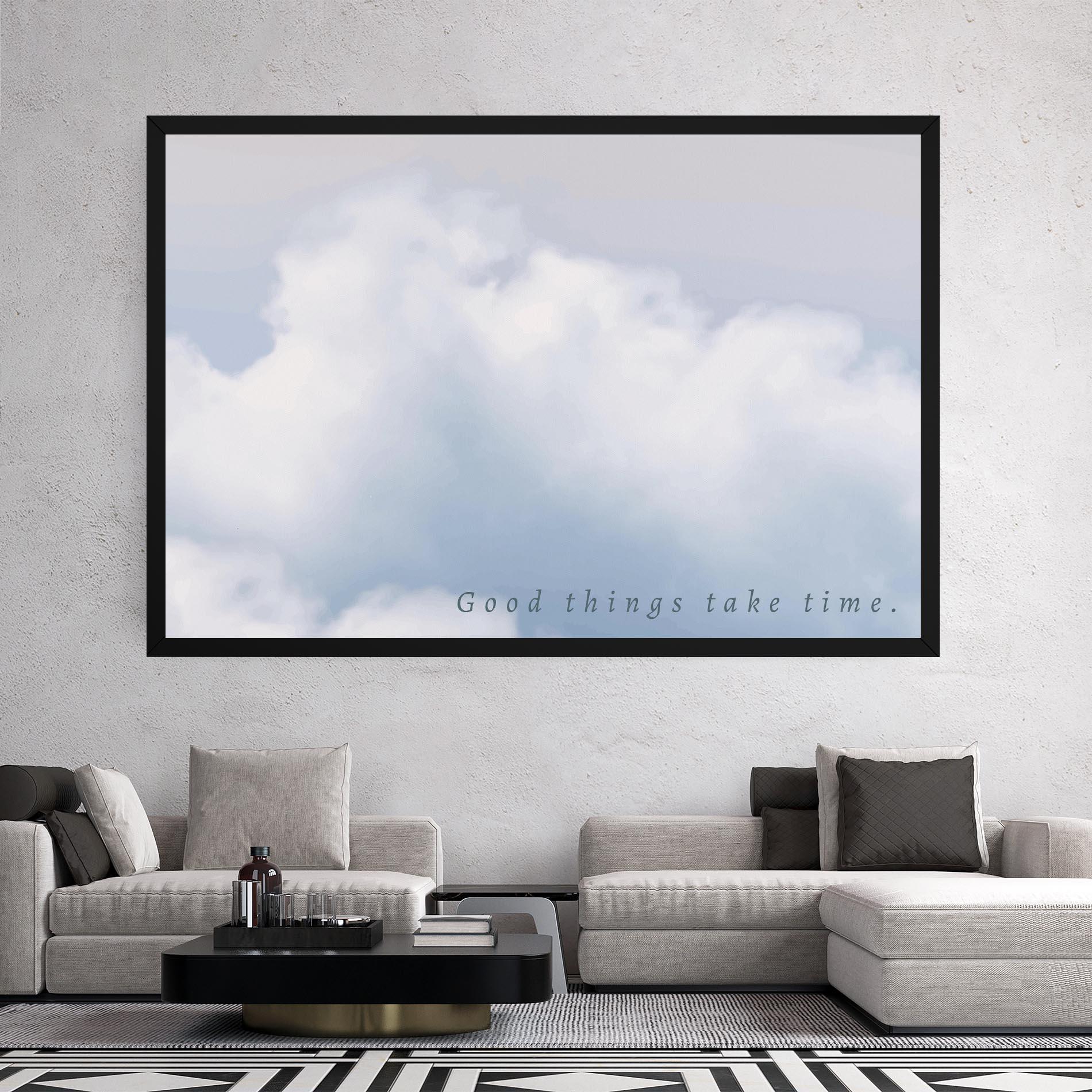 Leinwandbild Clouds Text White mockup 2