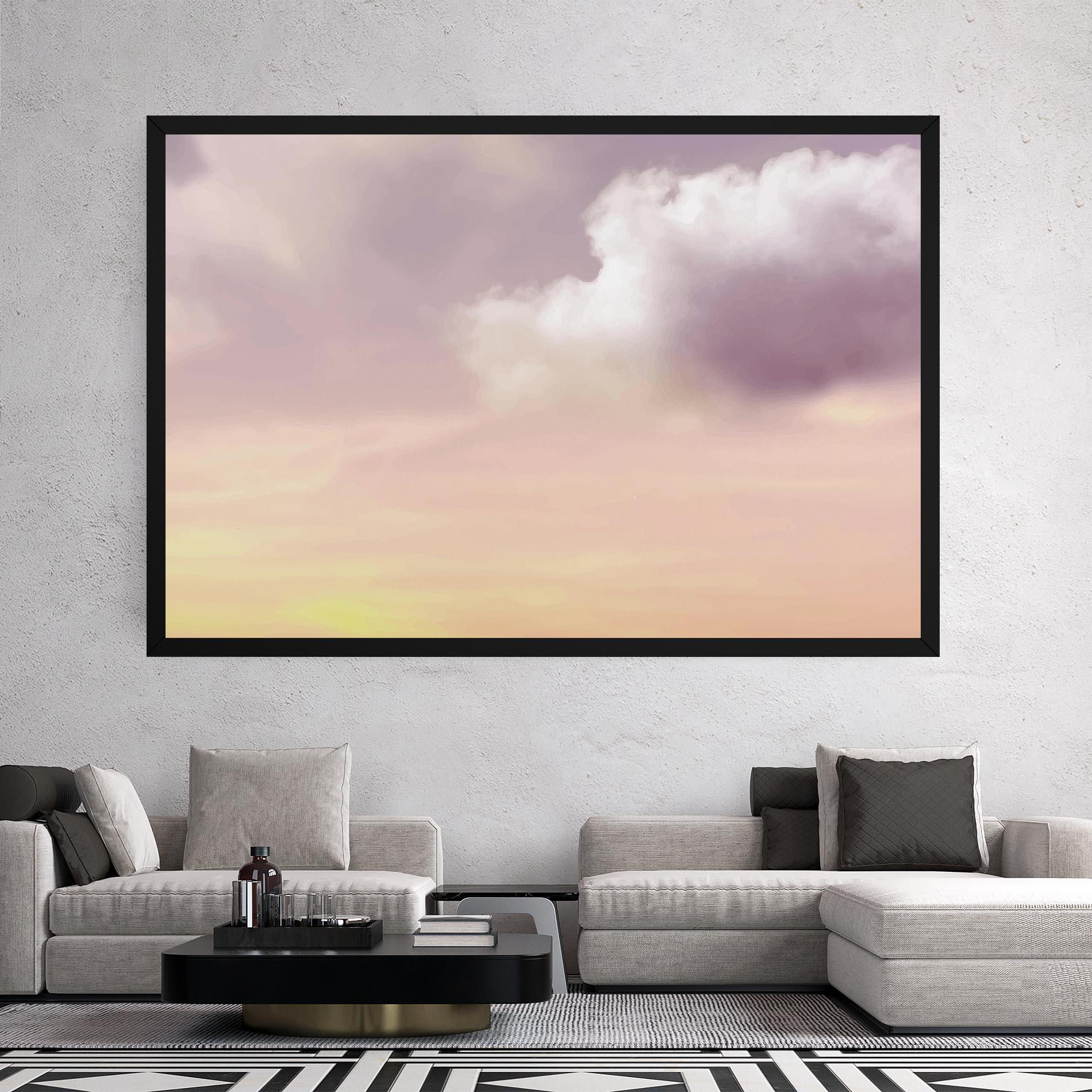 Leinwandbild Clouds Watercolor Cream mockup 2