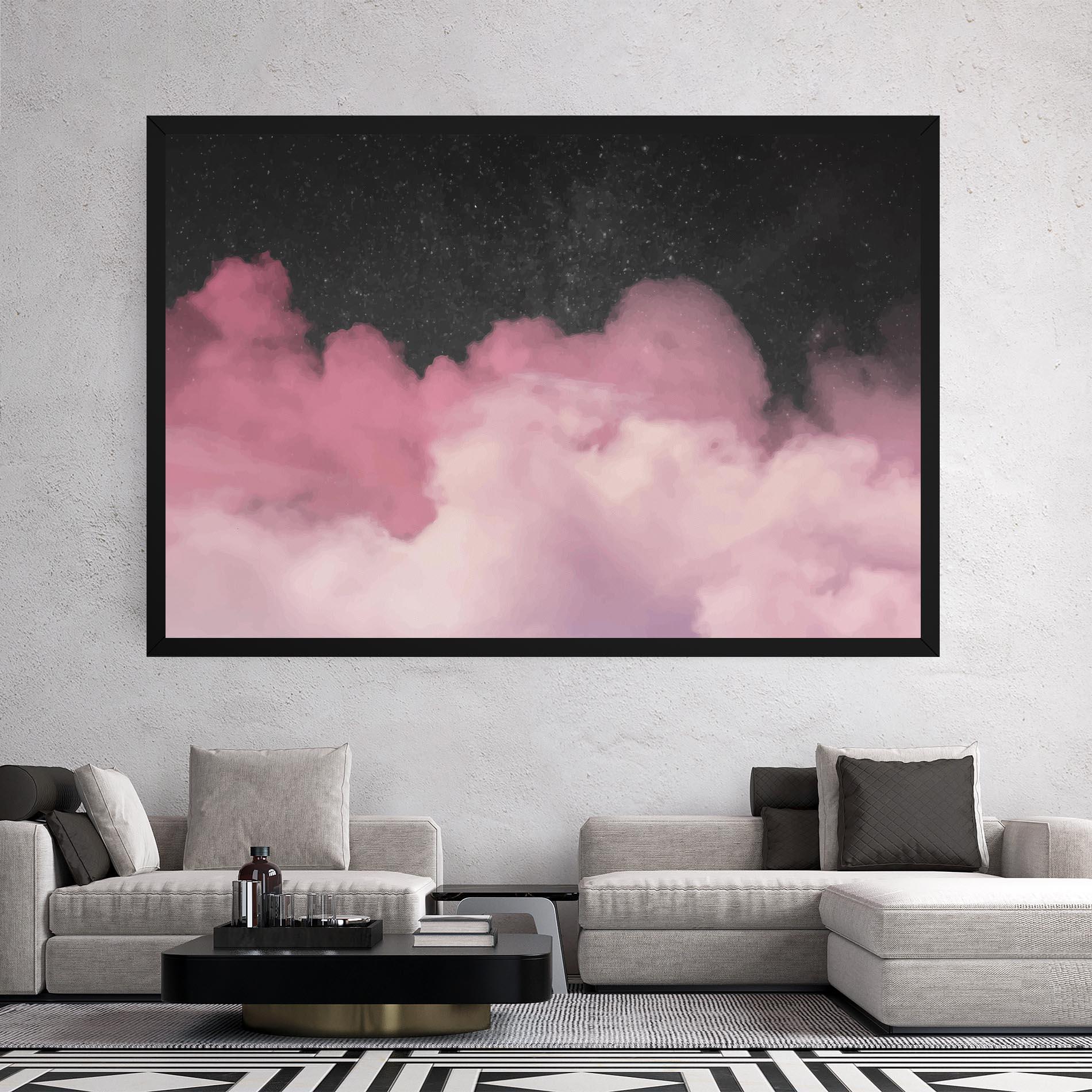Leinwandbild Clouds Watercolor Purple mockup 2