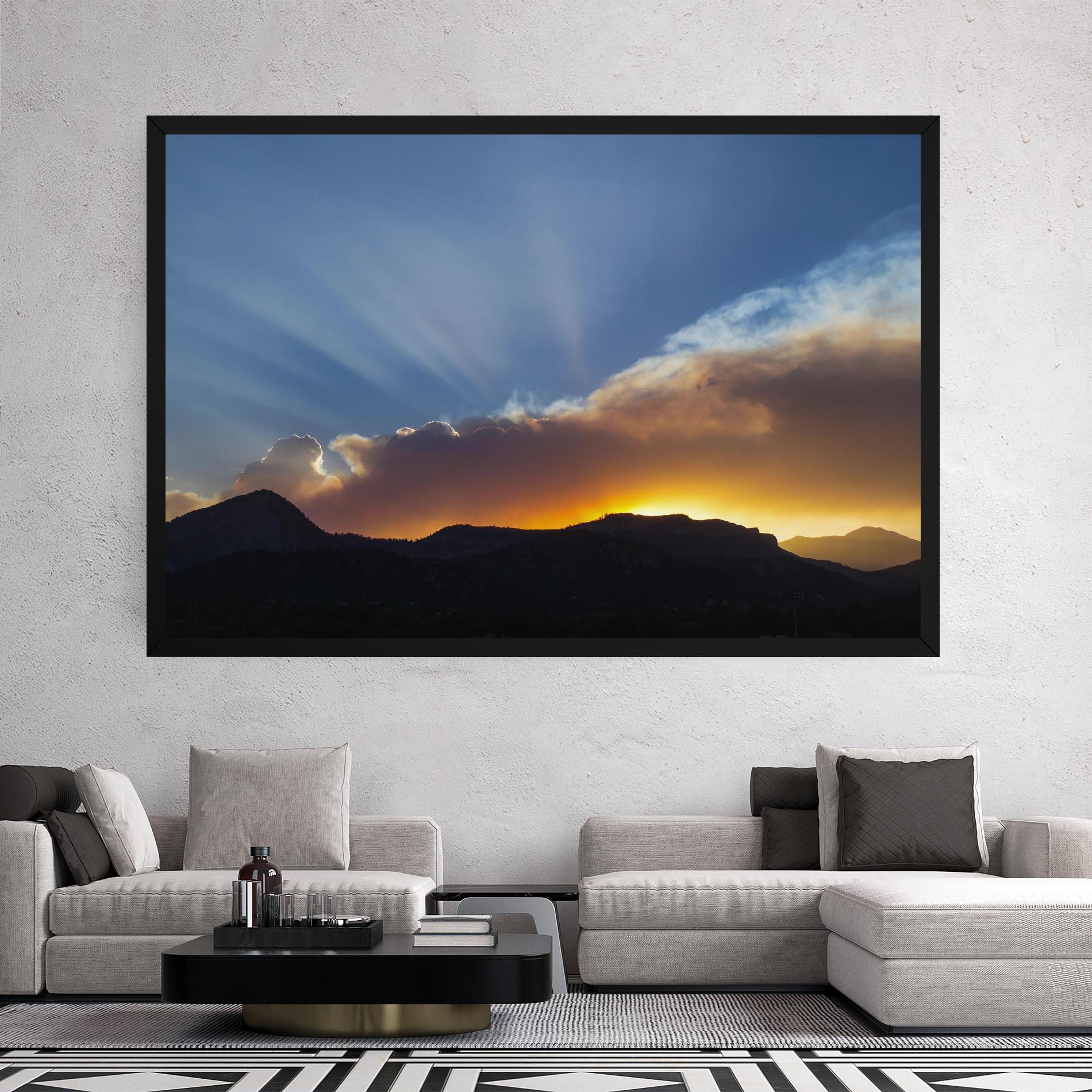 Leinwandbild Mountain Silhouette Sunrise mockup 2