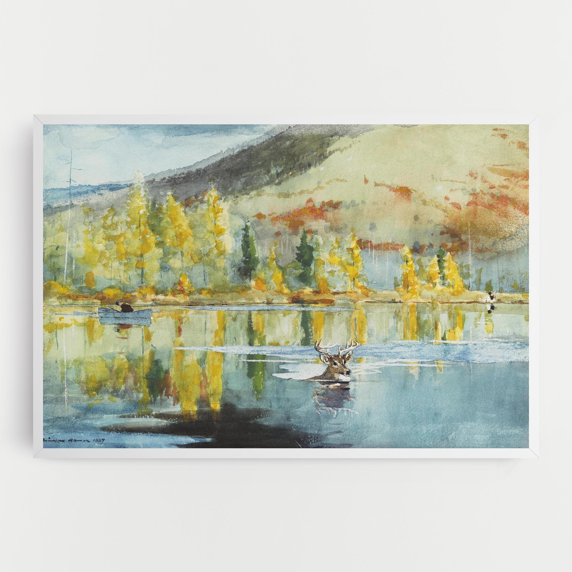 Leinwandbild Trees Painting Lake mockup 0