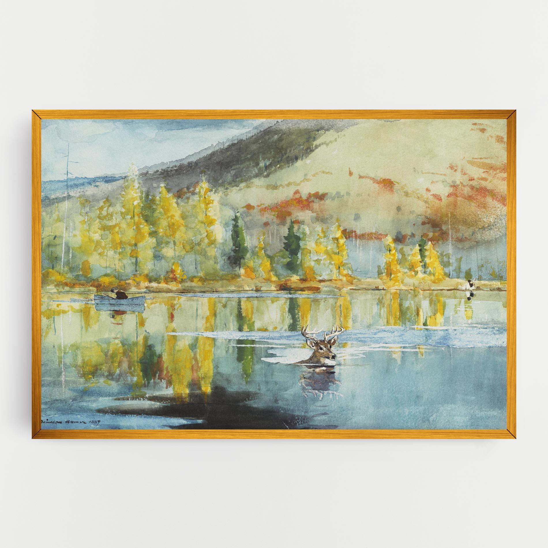Leinwandbild Trees Painting Lake mockup 0