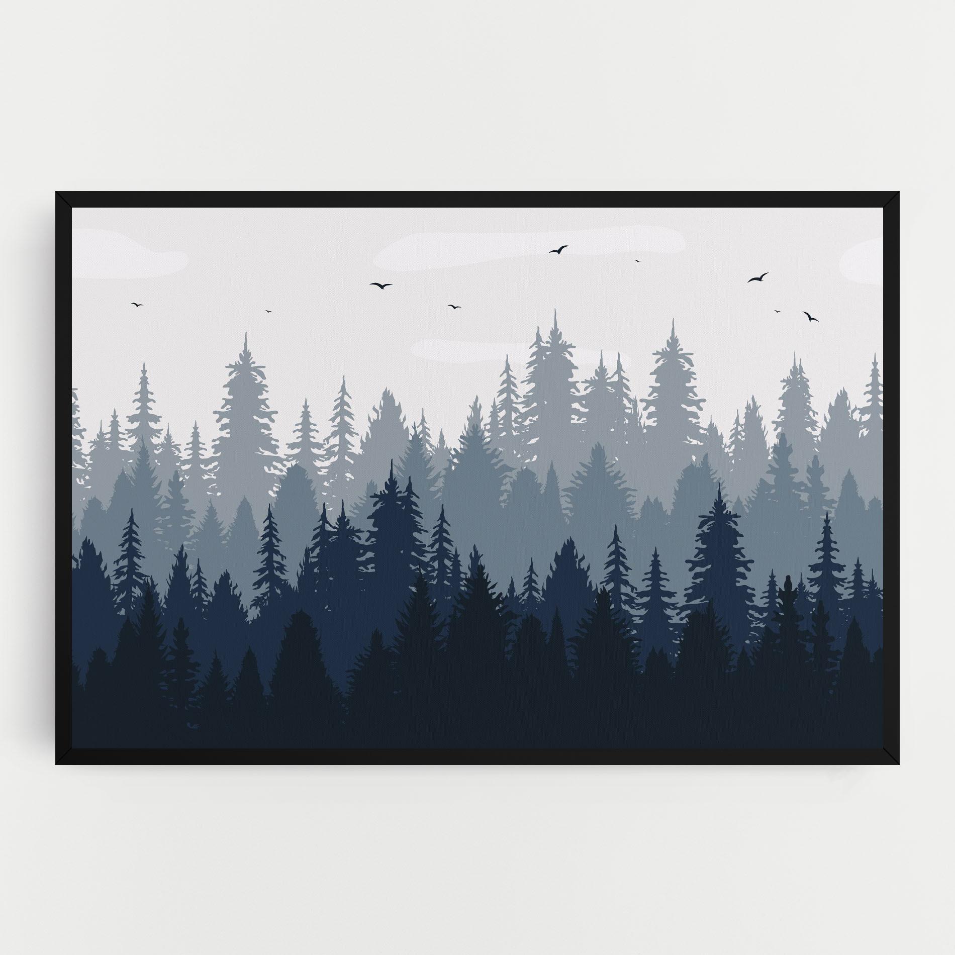 Leinwandbild Foggy Blue Forest mockup 0