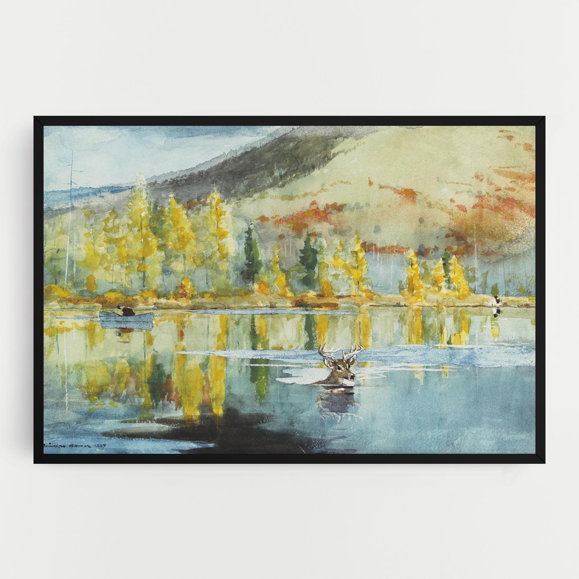 Leinwandbild Trees Painting Lake mockup 0
