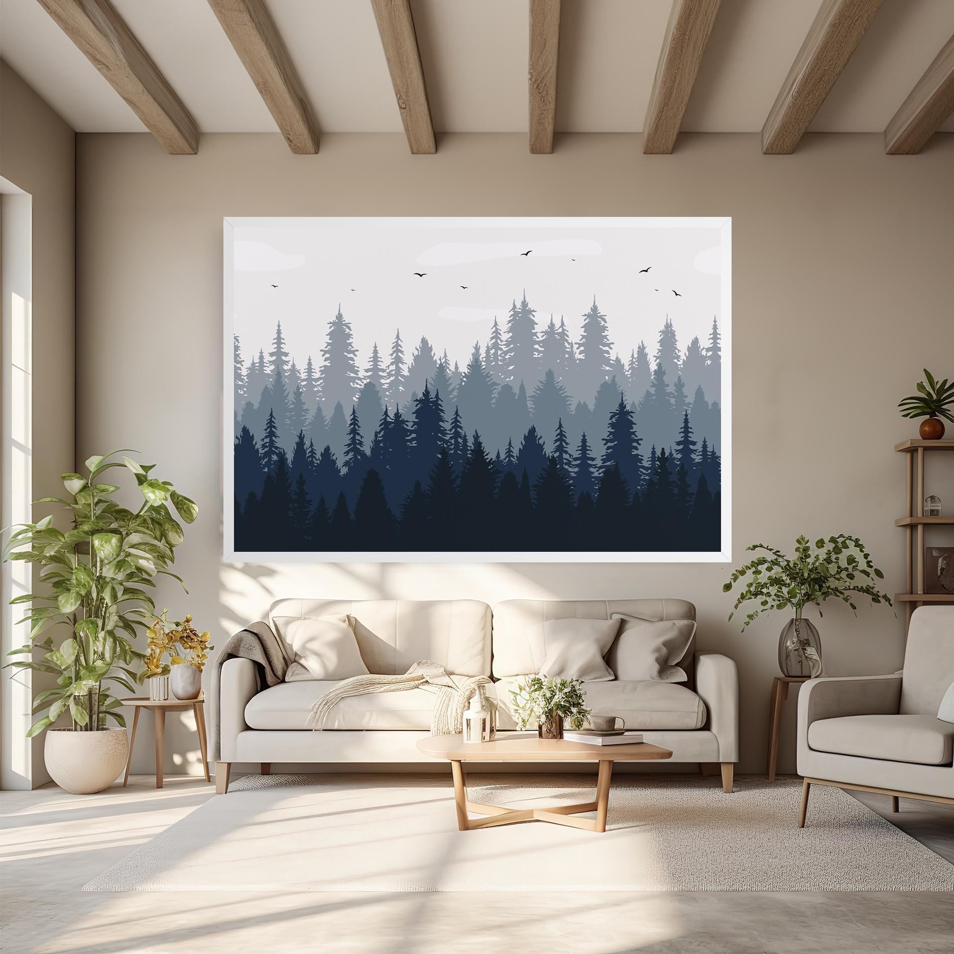 Leinwandbild Foggy Blue Forest mockup 6
