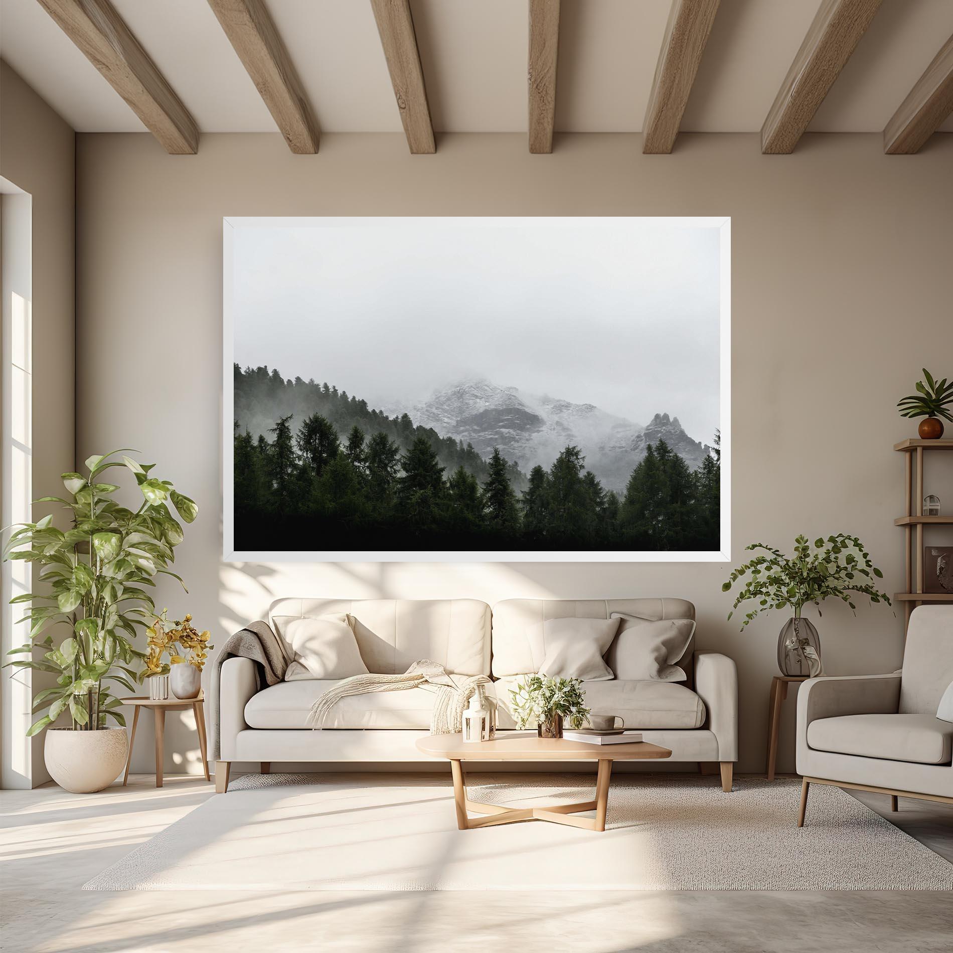 Leinwandbild Foggy Mountain Forest mockup 6