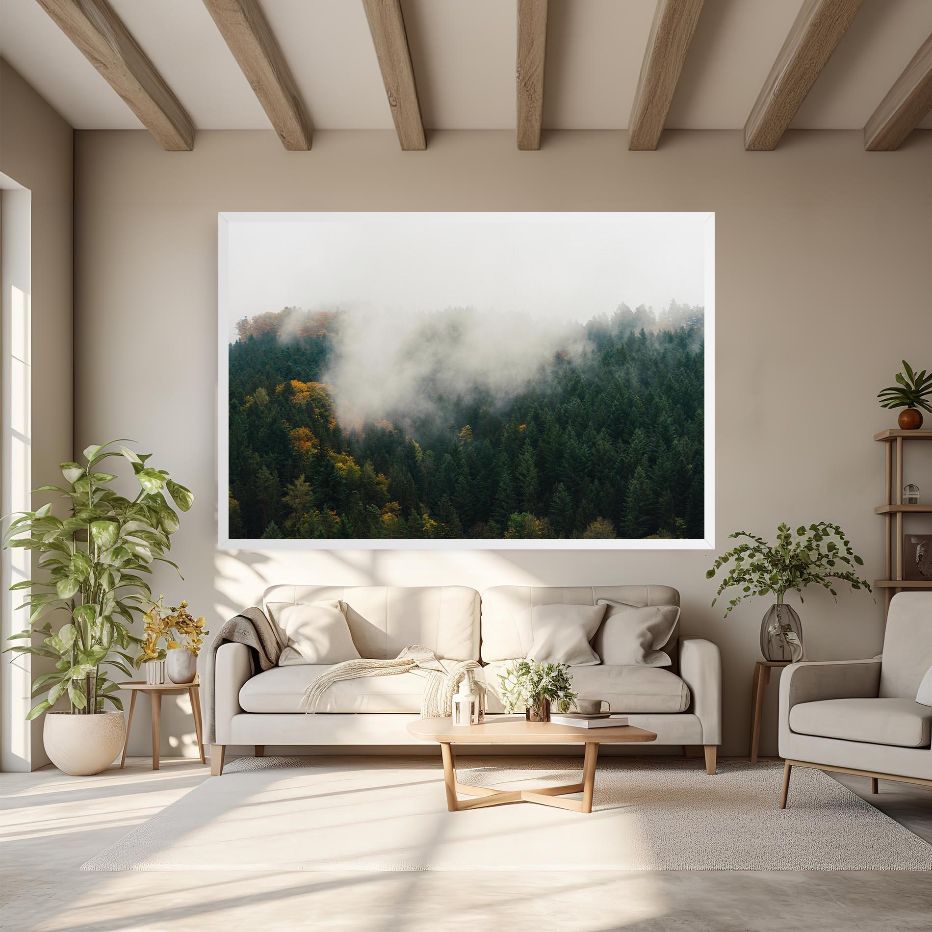 Leinwandbild Foggy Tree Forest mockup 6