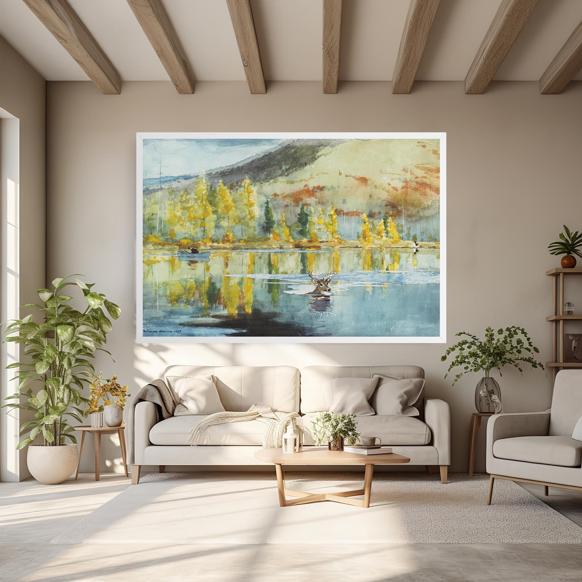 Leinwandbild Trees Painting Lake mockup 6