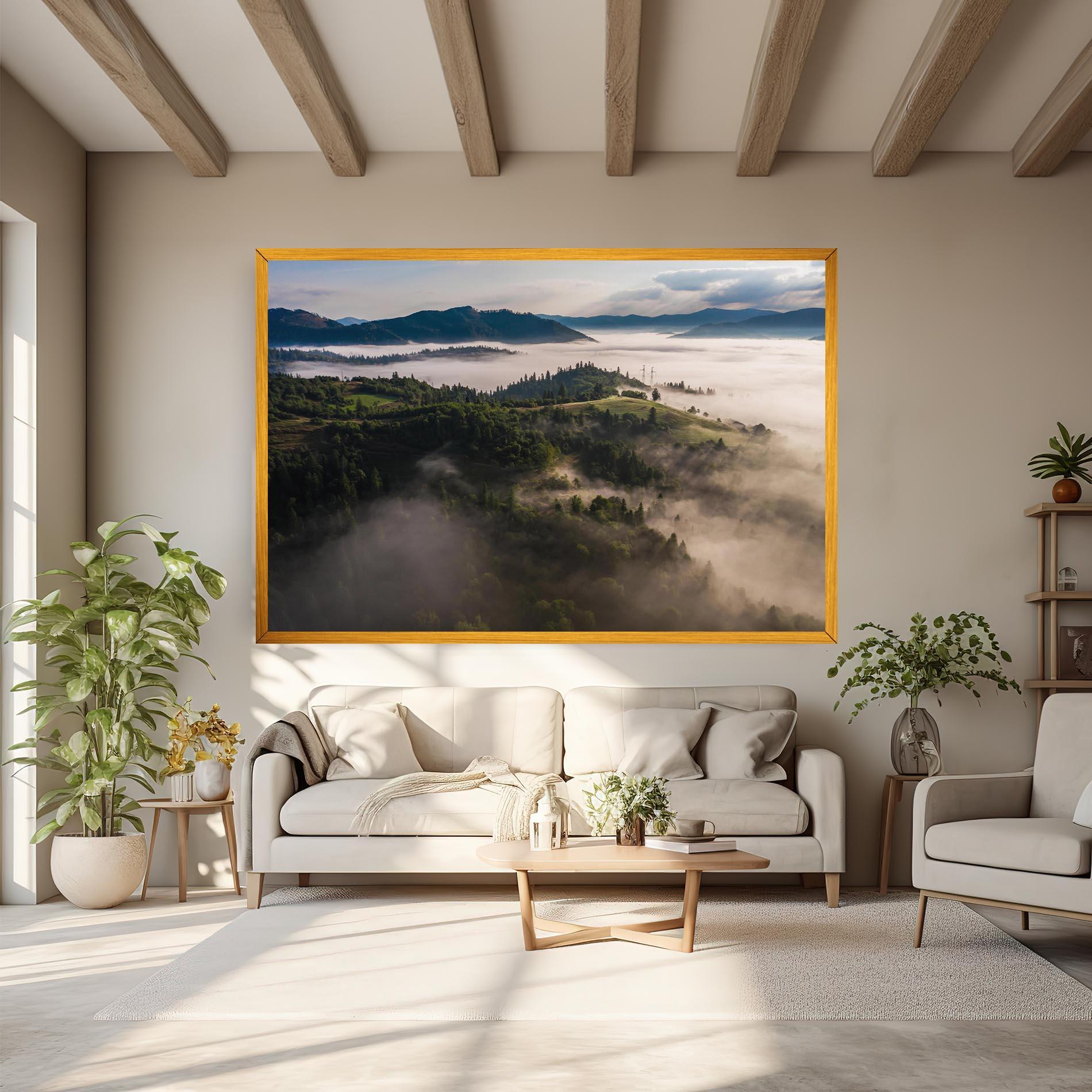 Leinwandbild Foggy Forest View mockup 6