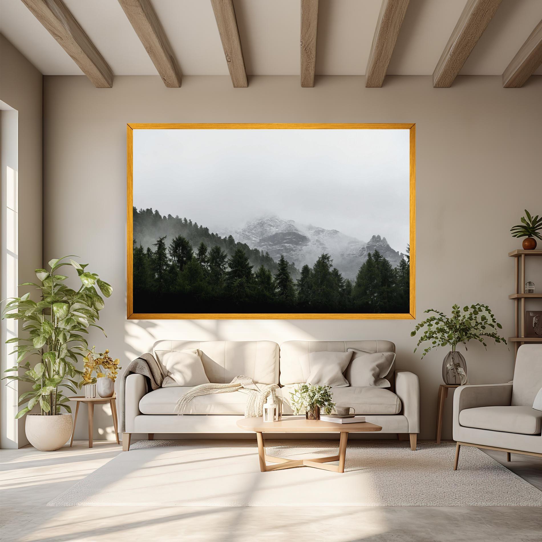 Leinwandbild Foggy Mountain Forest mockup 6