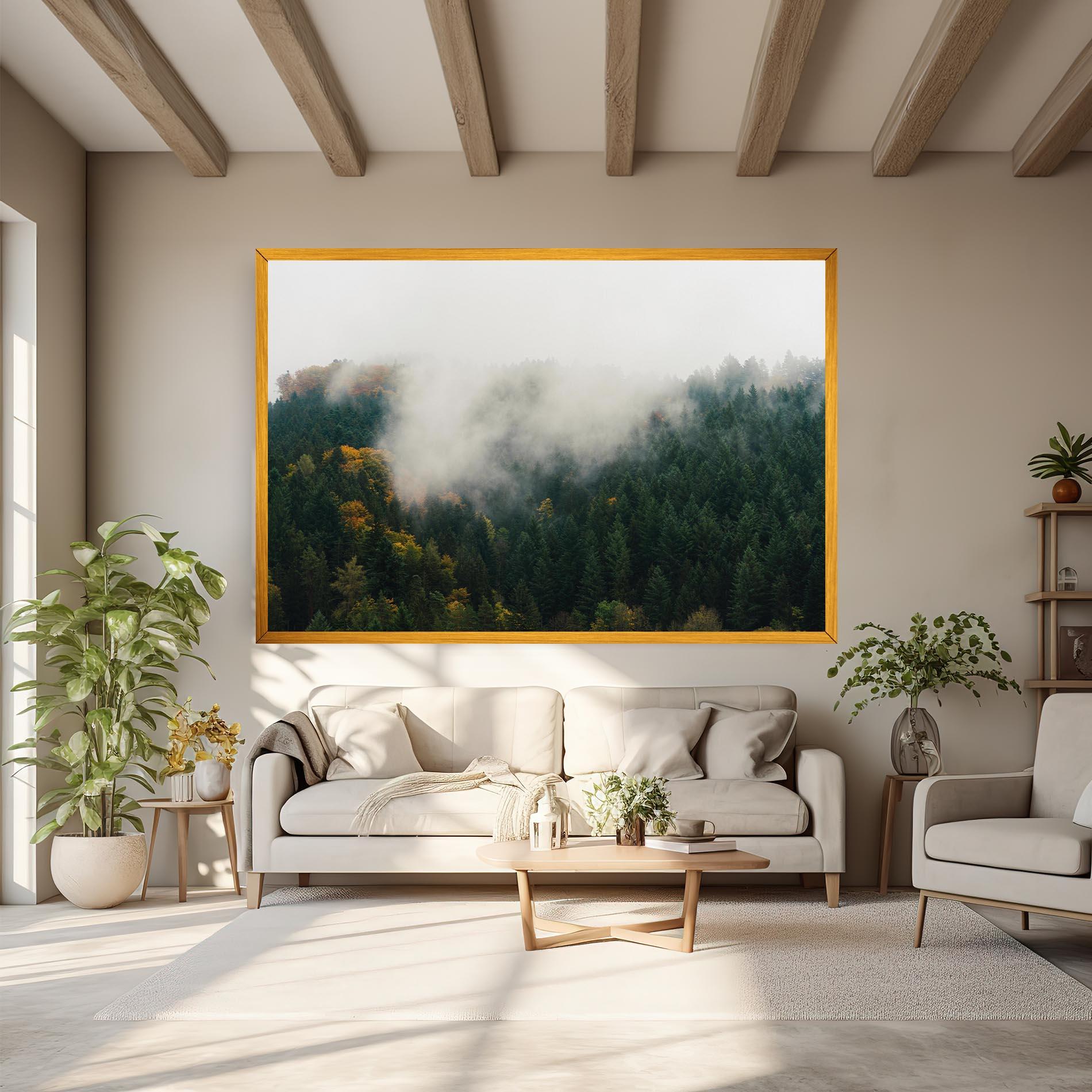 Leinwandbild Foggy Tree Forest mockup 6