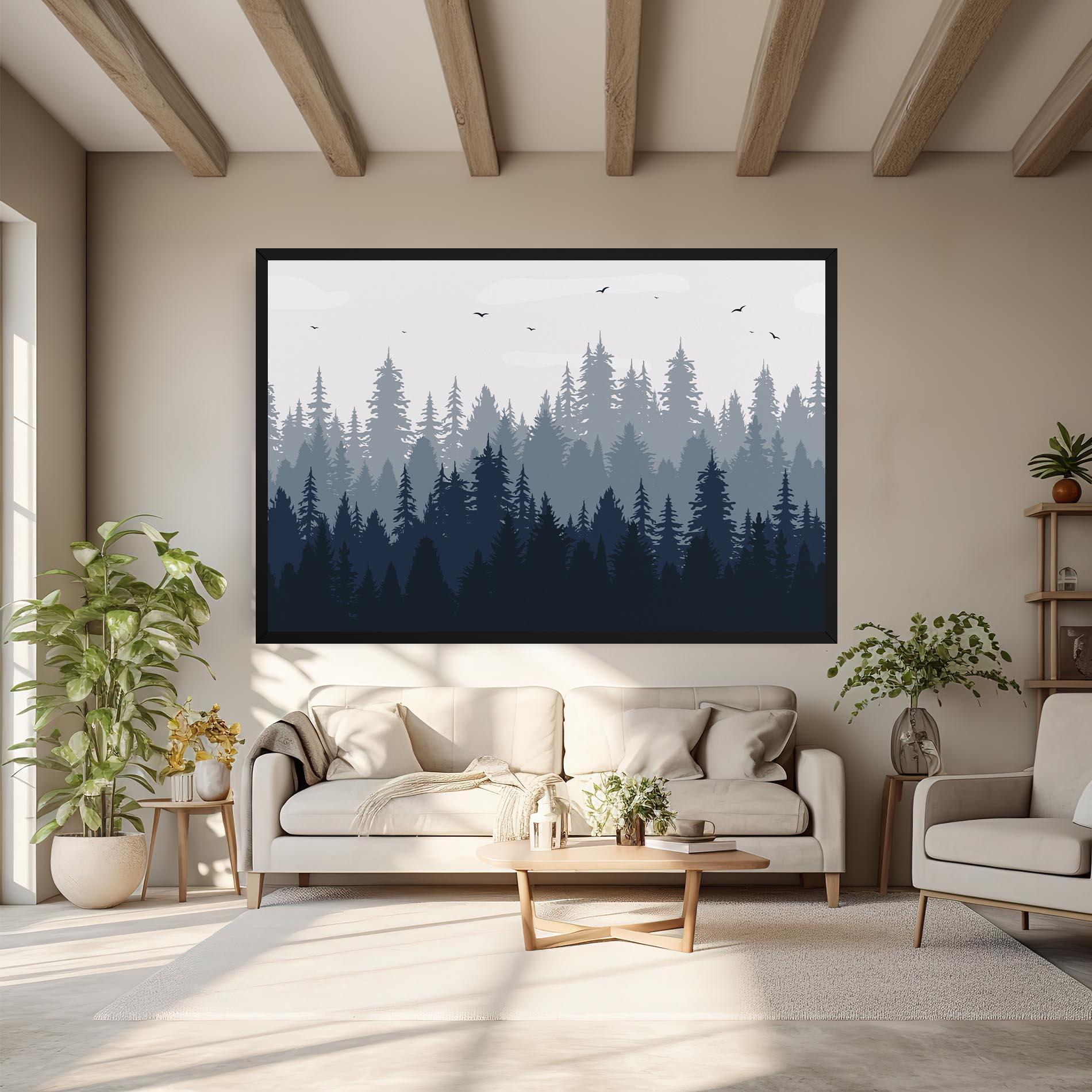 Leinwandbild Foggy Blue Forest mockup 6