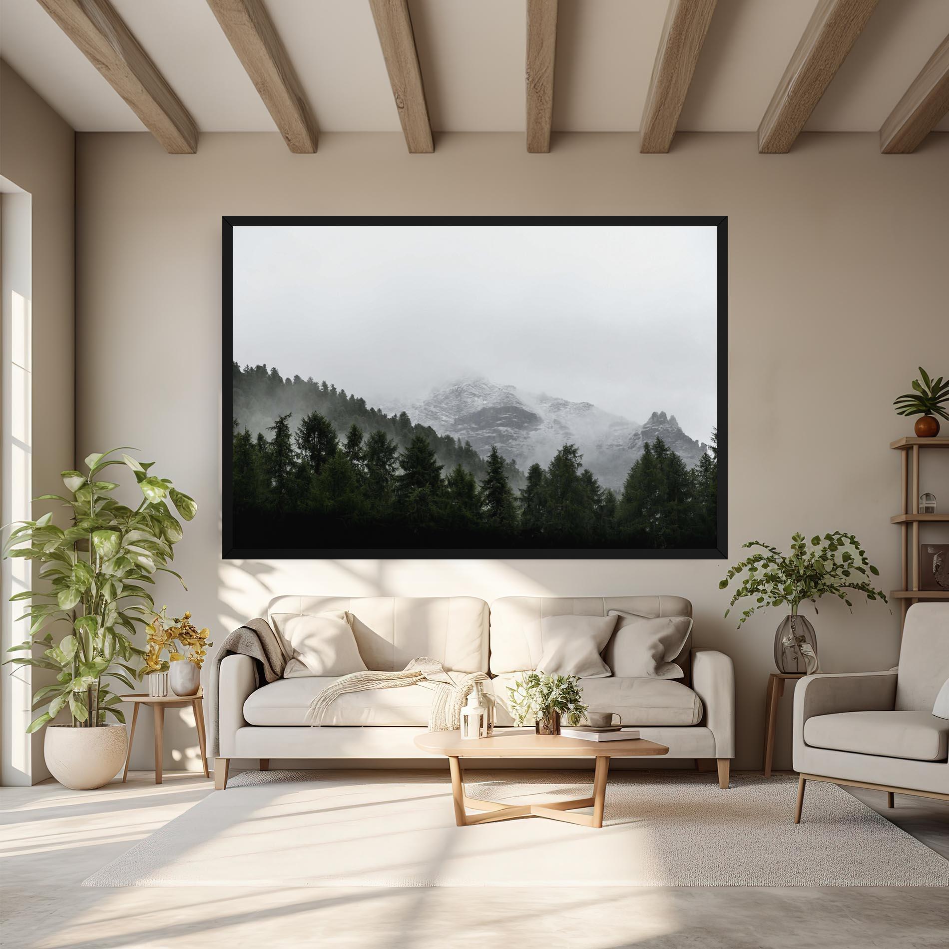 Leinwandbild Foggy Mountain Forest mockup 6