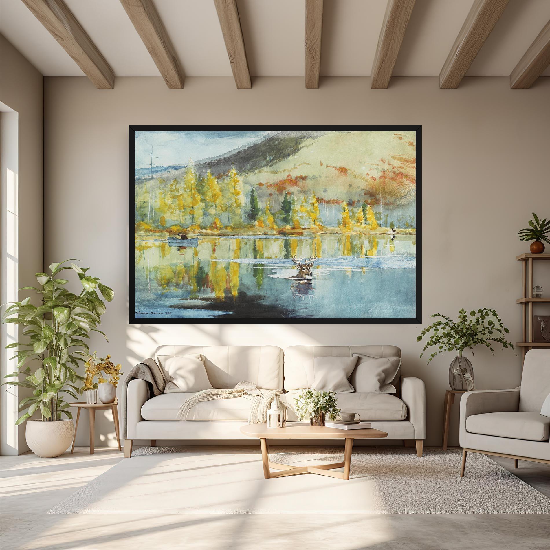 Leinwandbild Trees Painting Lake mockup 6