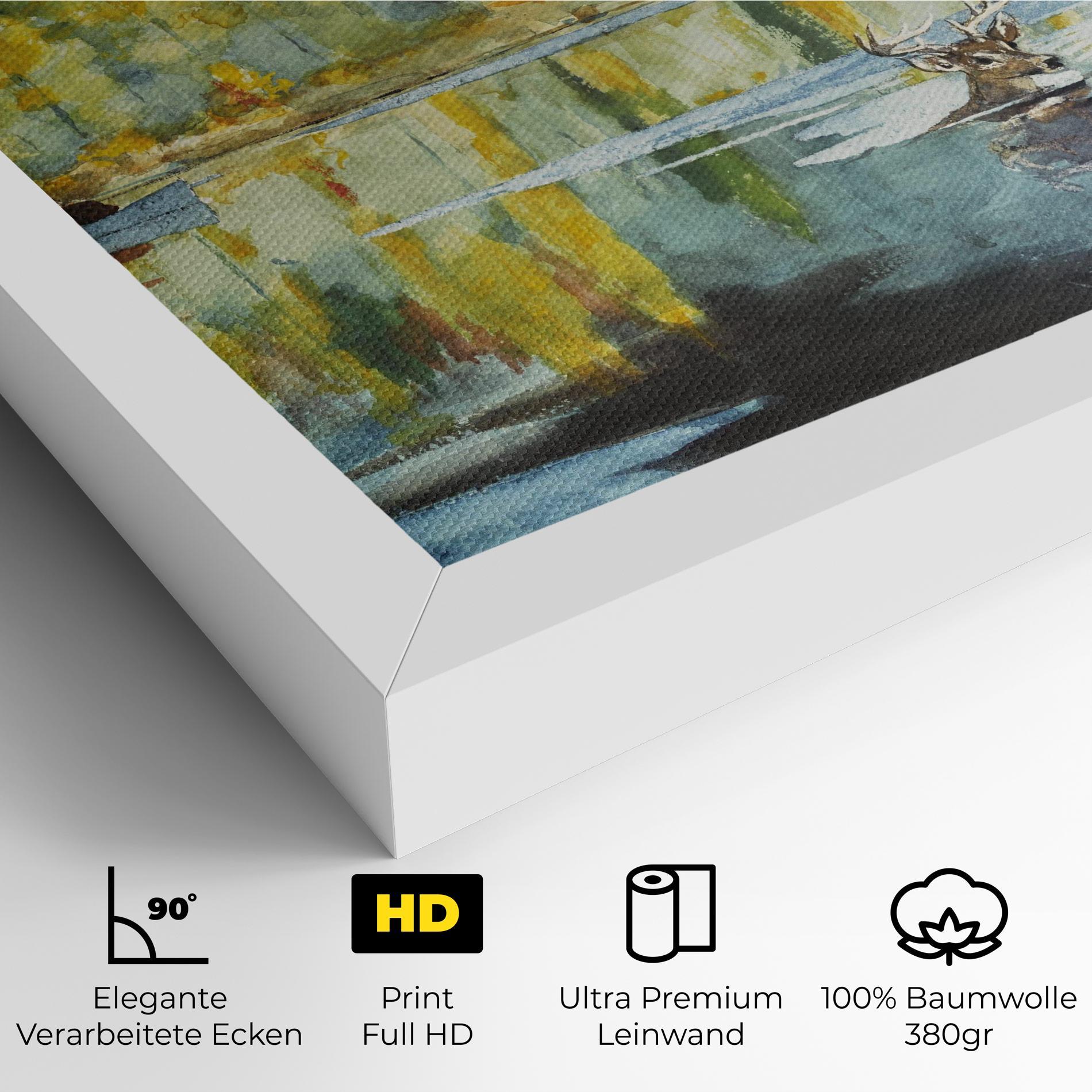 Leinwandbild Trees Painting Lake mockup 4