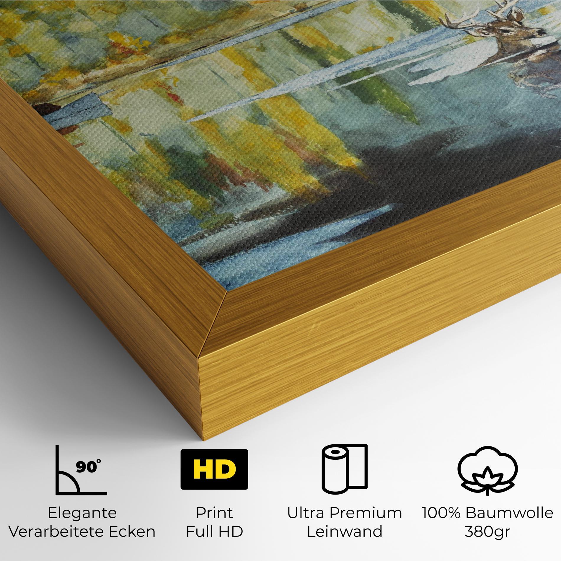 Leinwandbild Trees Painting Lake mockup 4