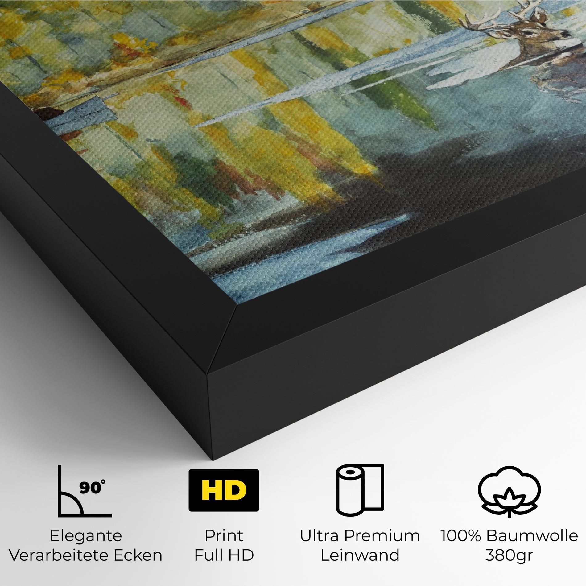 Leinwandbild Trees Painting Lake mockup 4