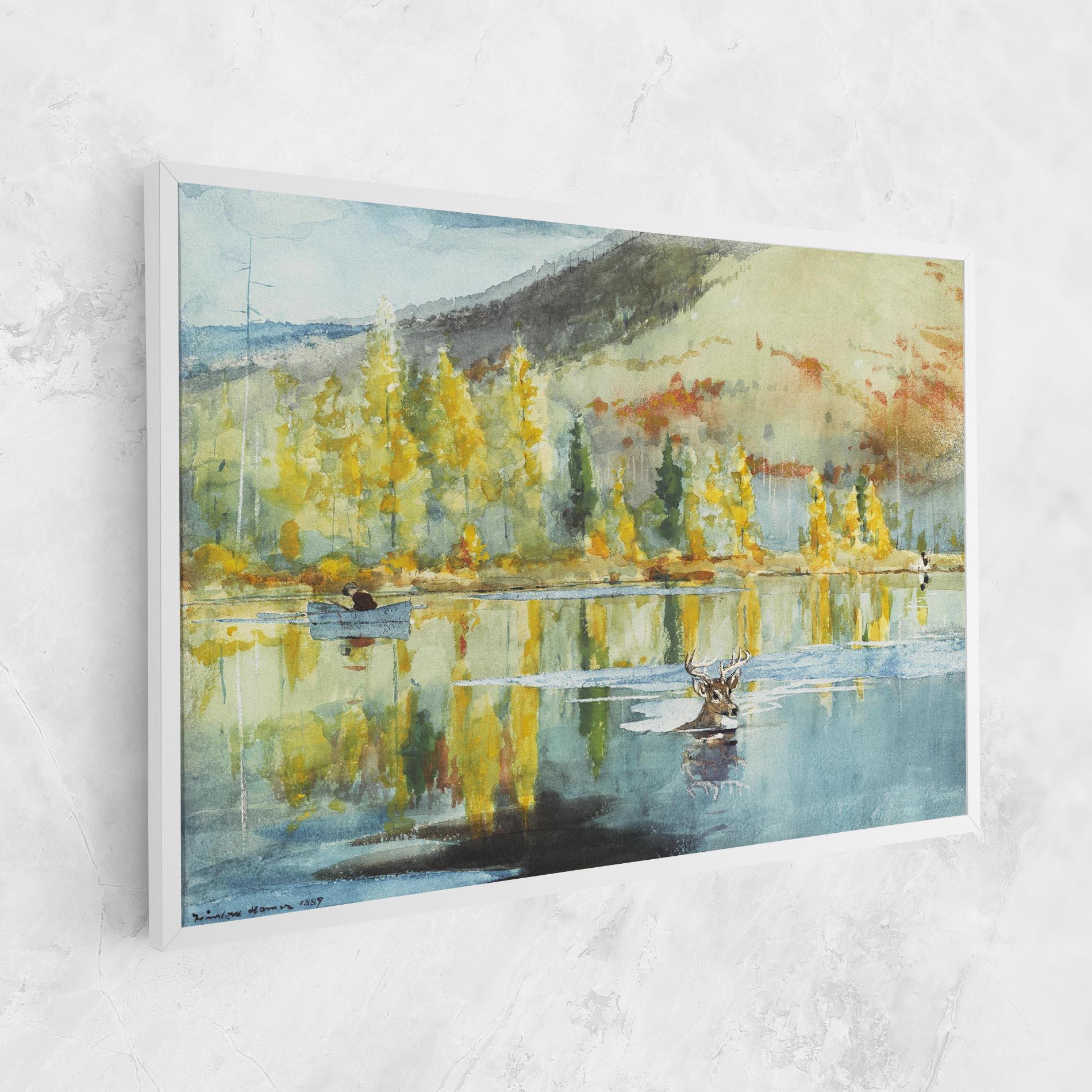 Leinwandbild Trees Painting Lake mockup 1