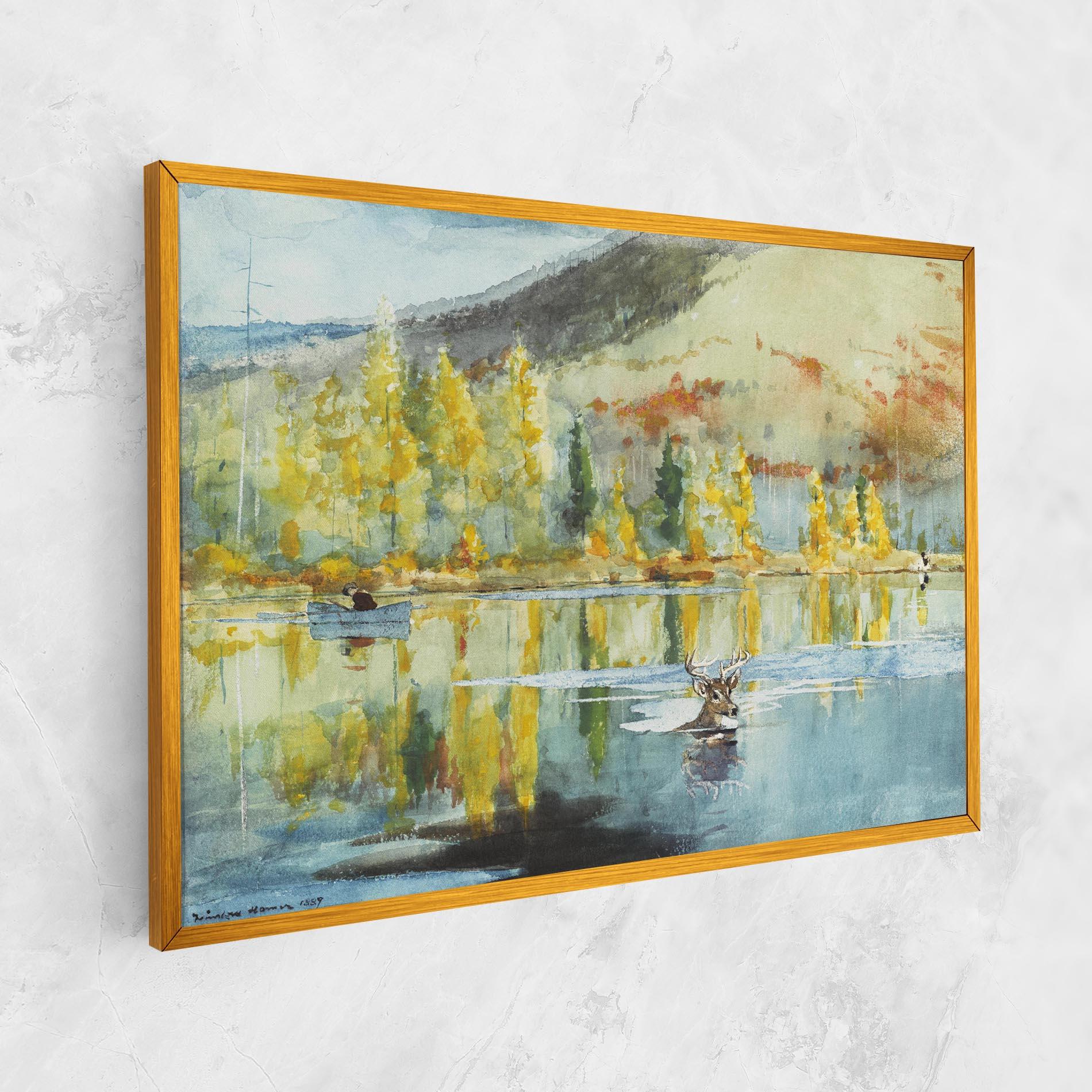 Leinwandbild Trees Painting Lake mockup 1