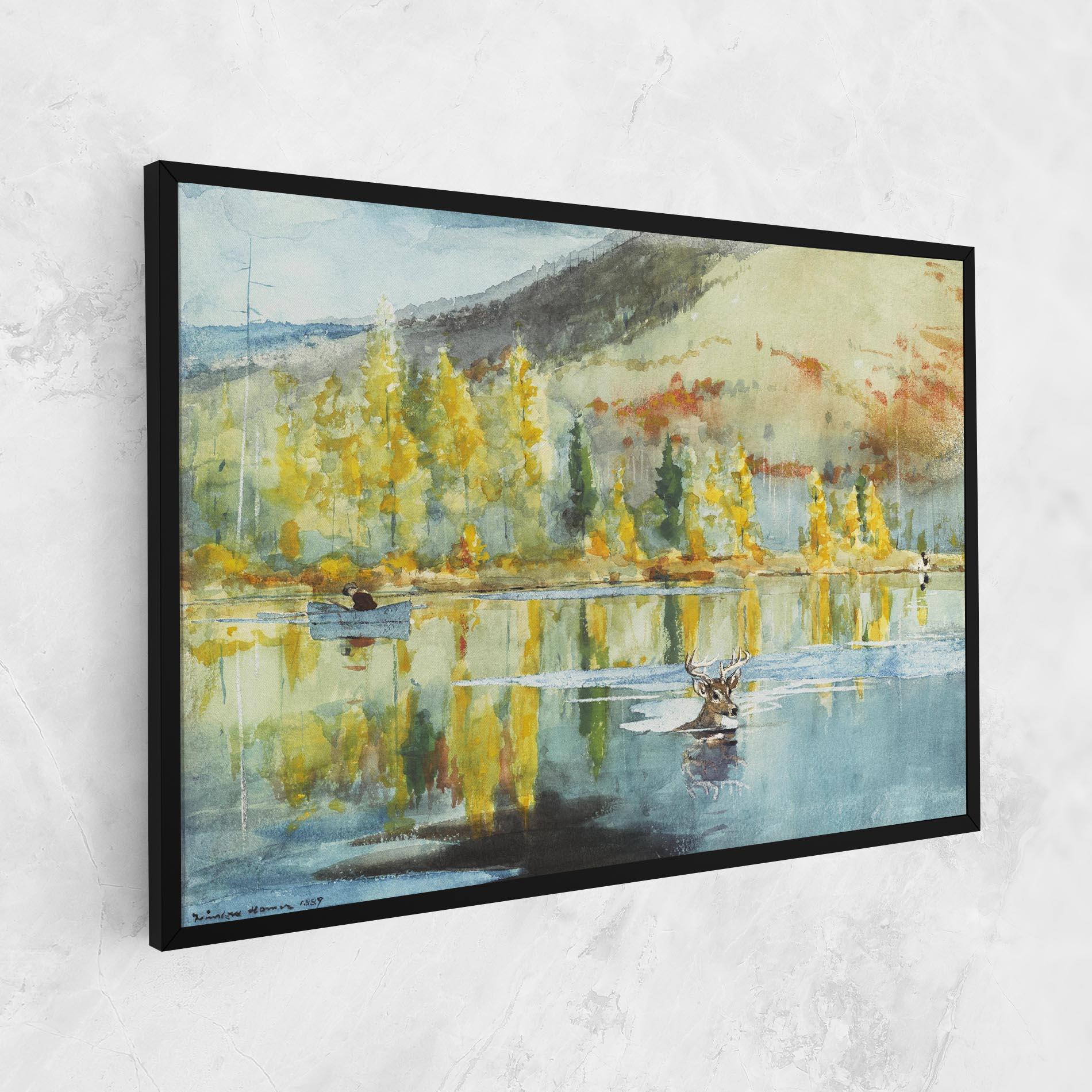 Leinwandbild Trees Painting Lake mockup 1