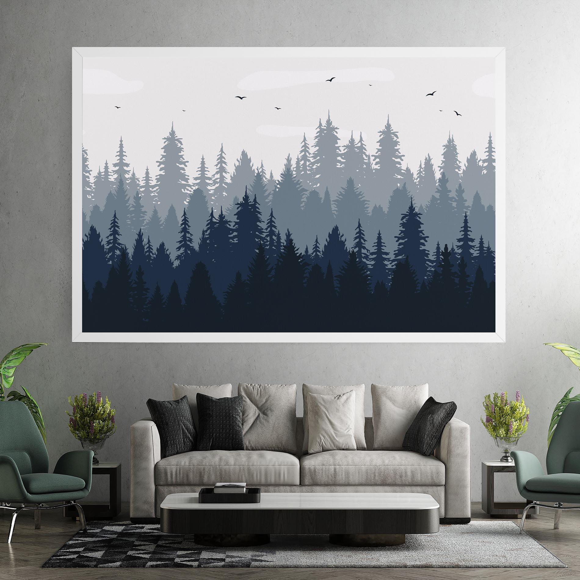 Leinwandbild Foggy Blue Forest mockup 7