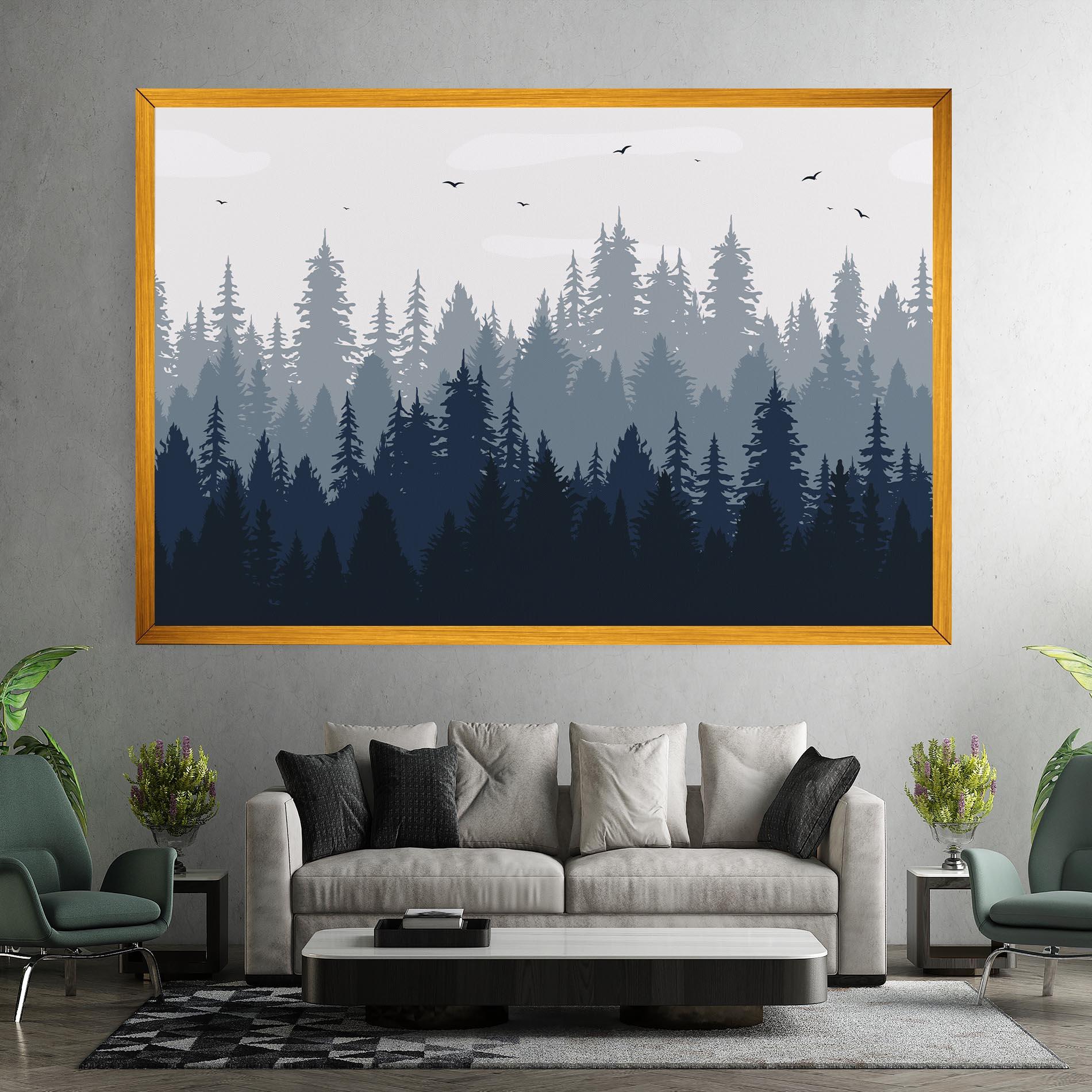 Leinwandbild Foggy Blue Forest mockup 7