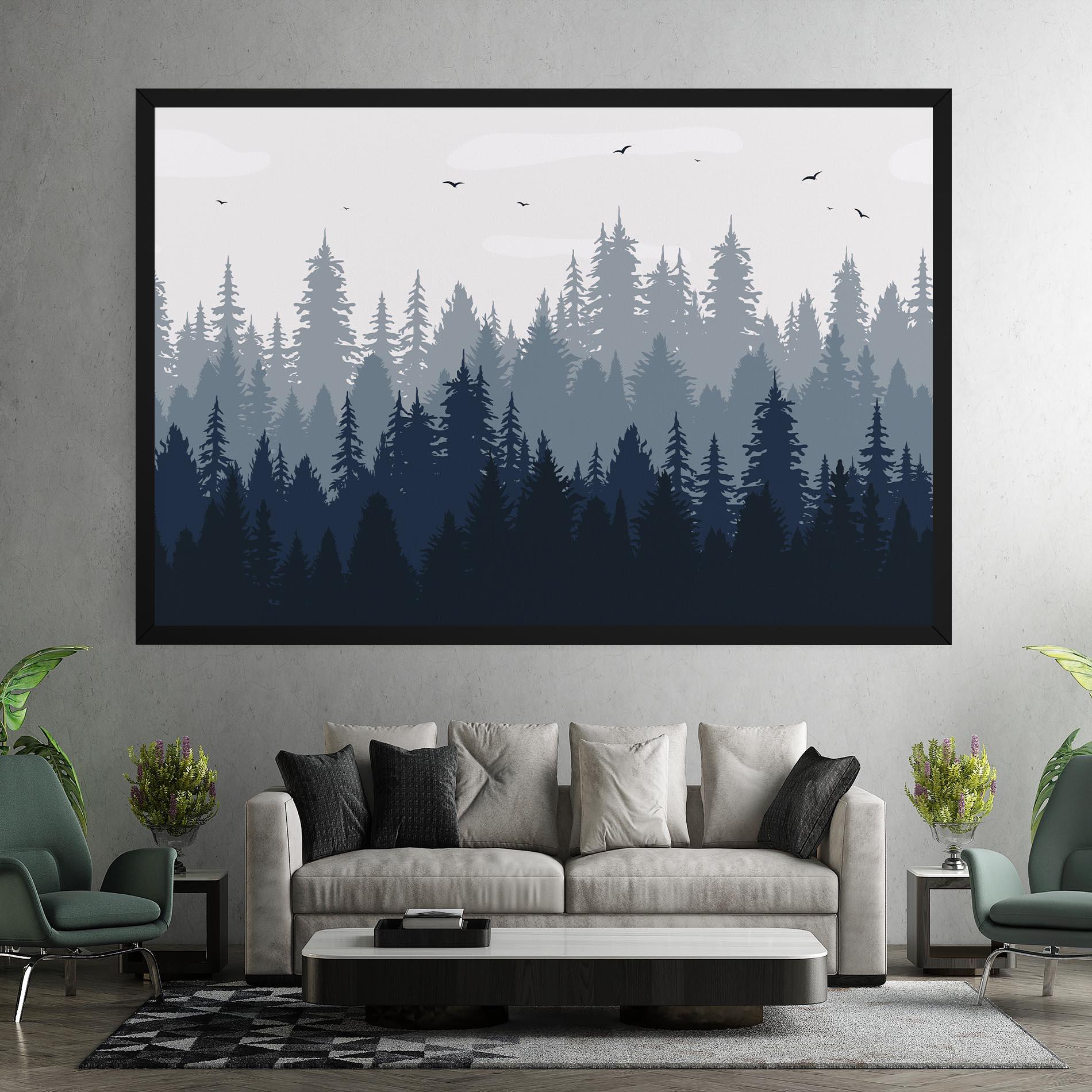 Leinwandbild Foggy Blue Forest mockup 7