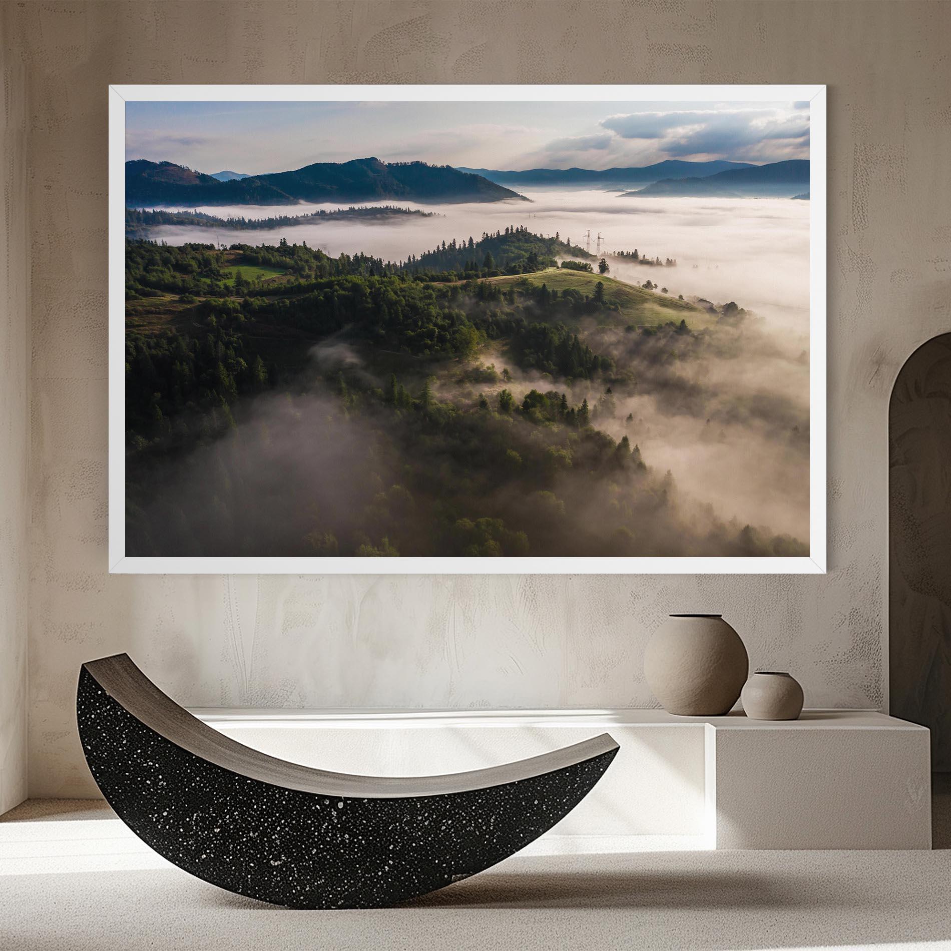 Leinwandbild Foggy Forest View mockup 8