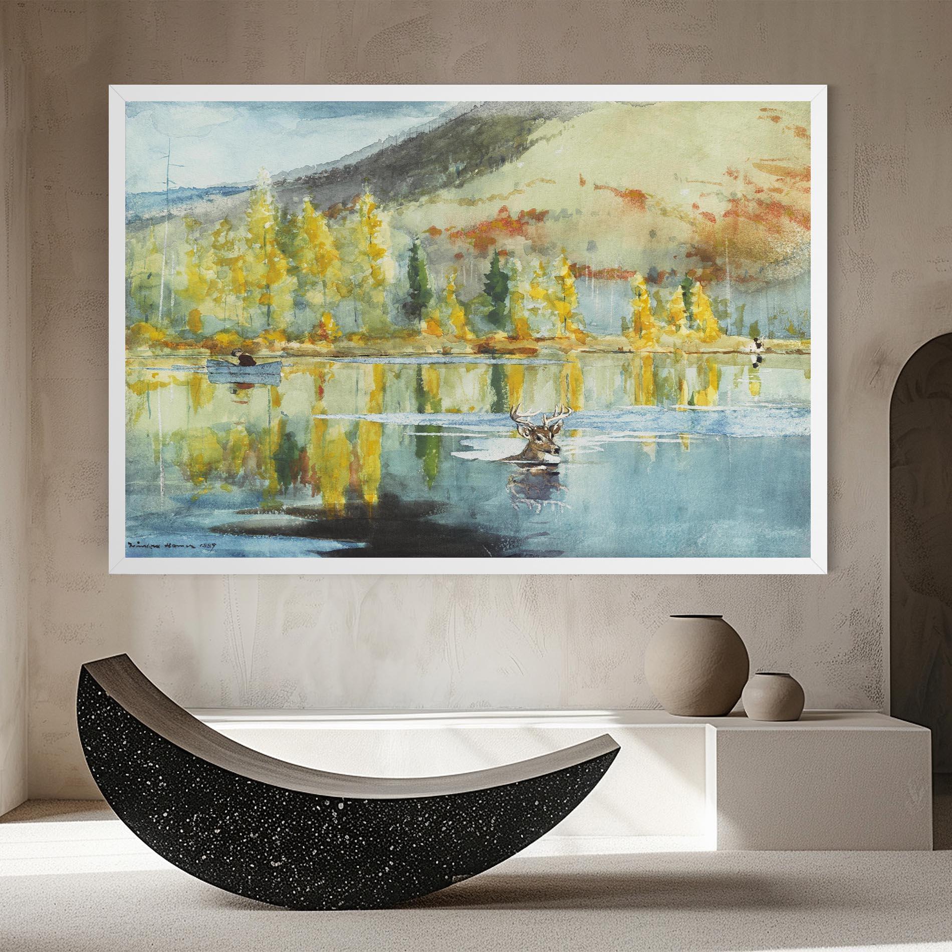 Leinwandbild Trees Painting Lake mockup 8