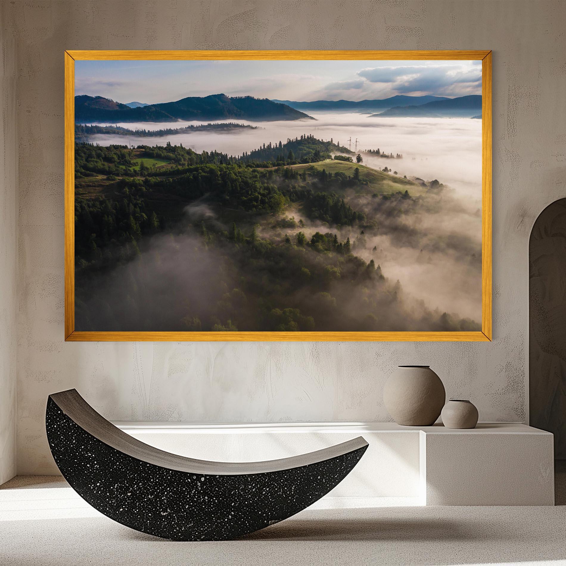 Leinwandbild Foggy Forest View mockup 8