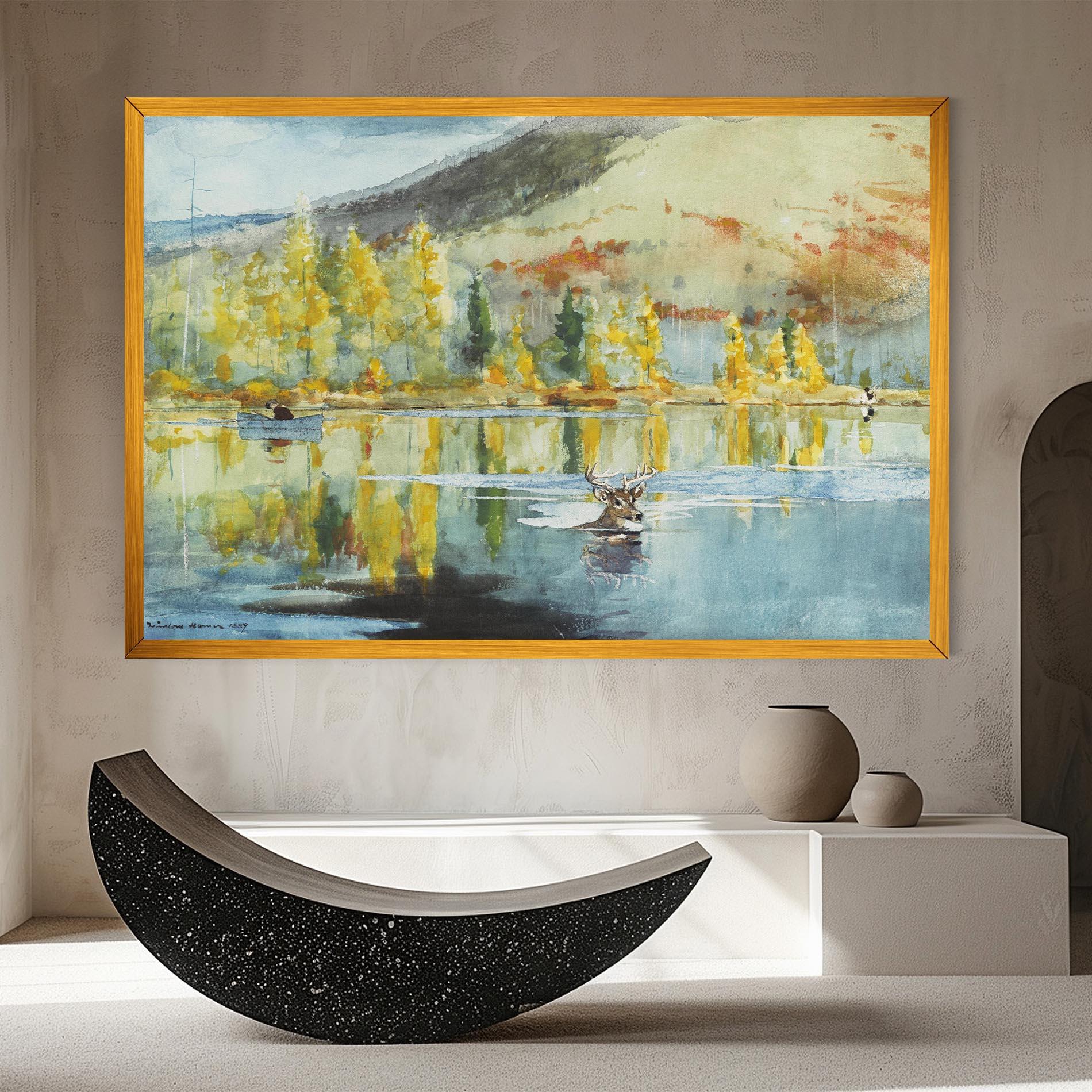 Leinwandbild Trees Painting Lake mockup 8