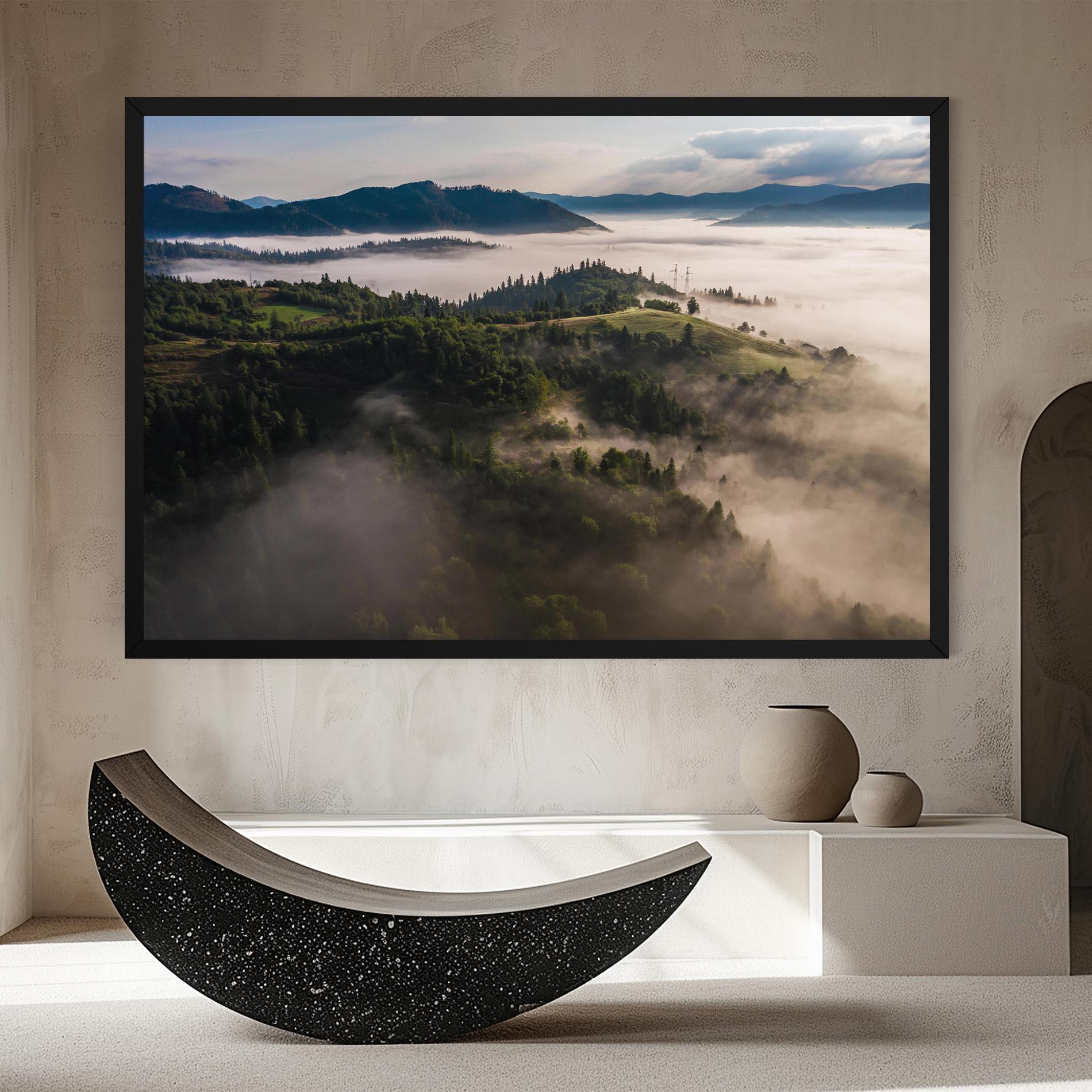 Leinwandbild Foggy Forest View mockup 8