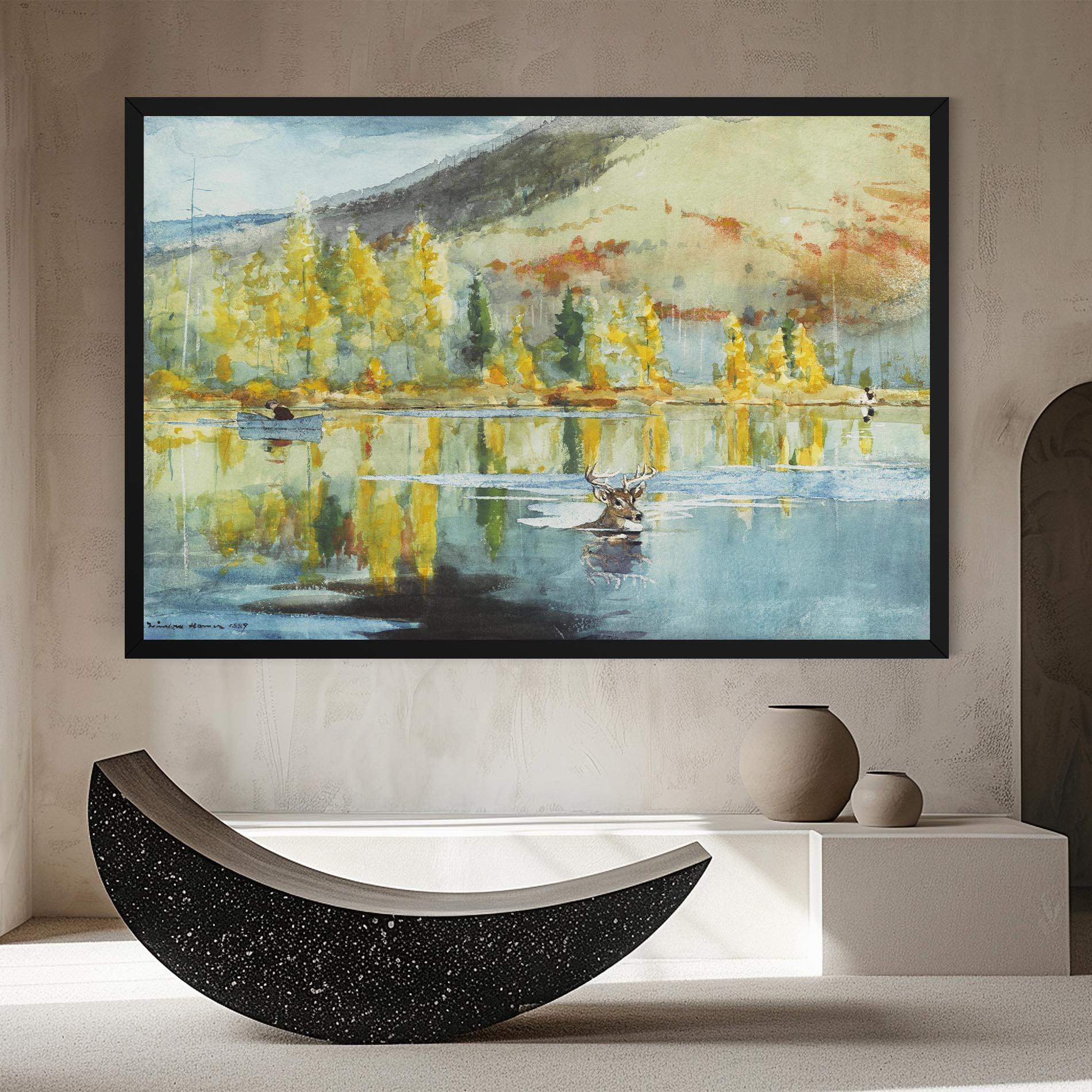 Leinwandbild Trees Painting Lake mockup 8