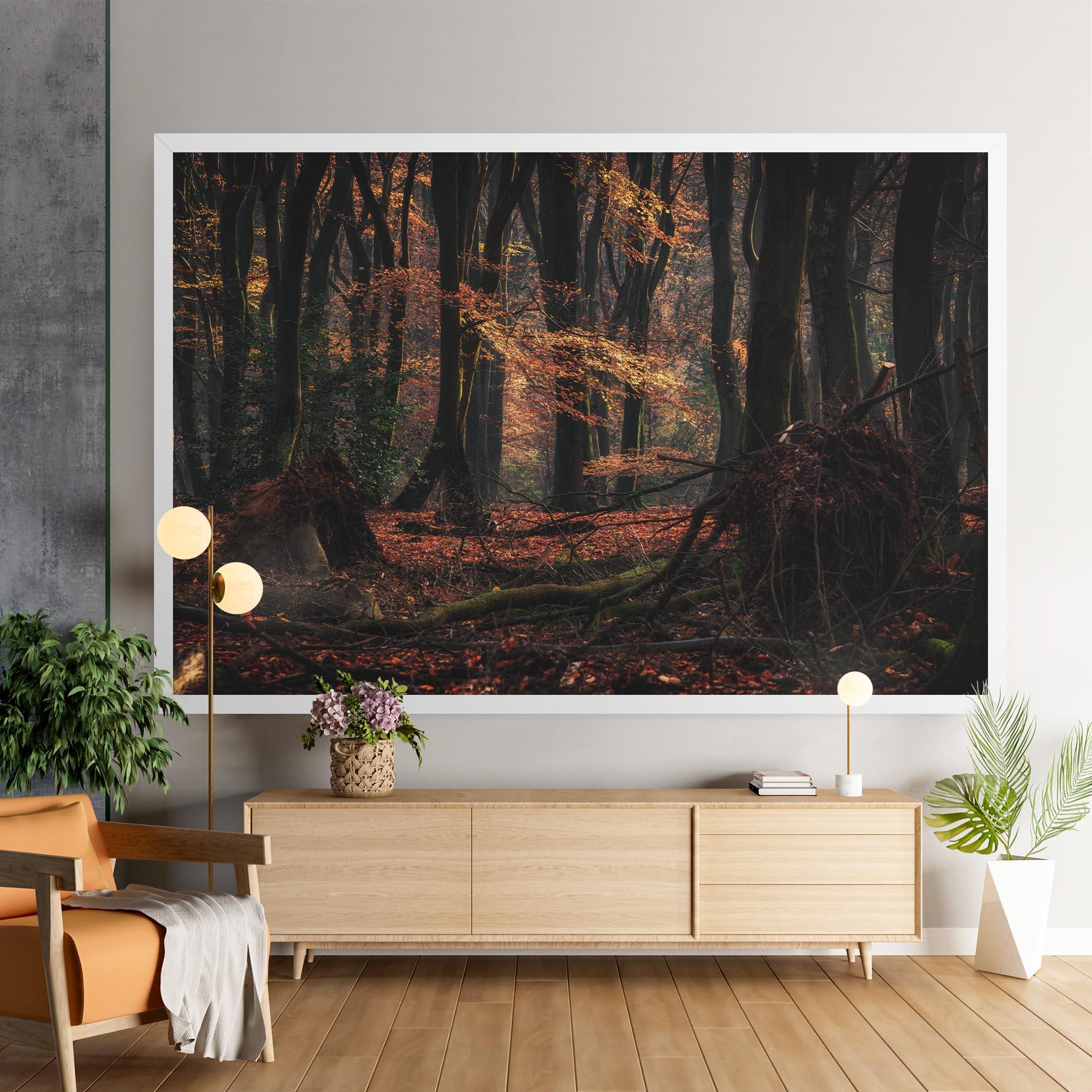 Leinwandbild Autumn Forest Trees mockup 9
