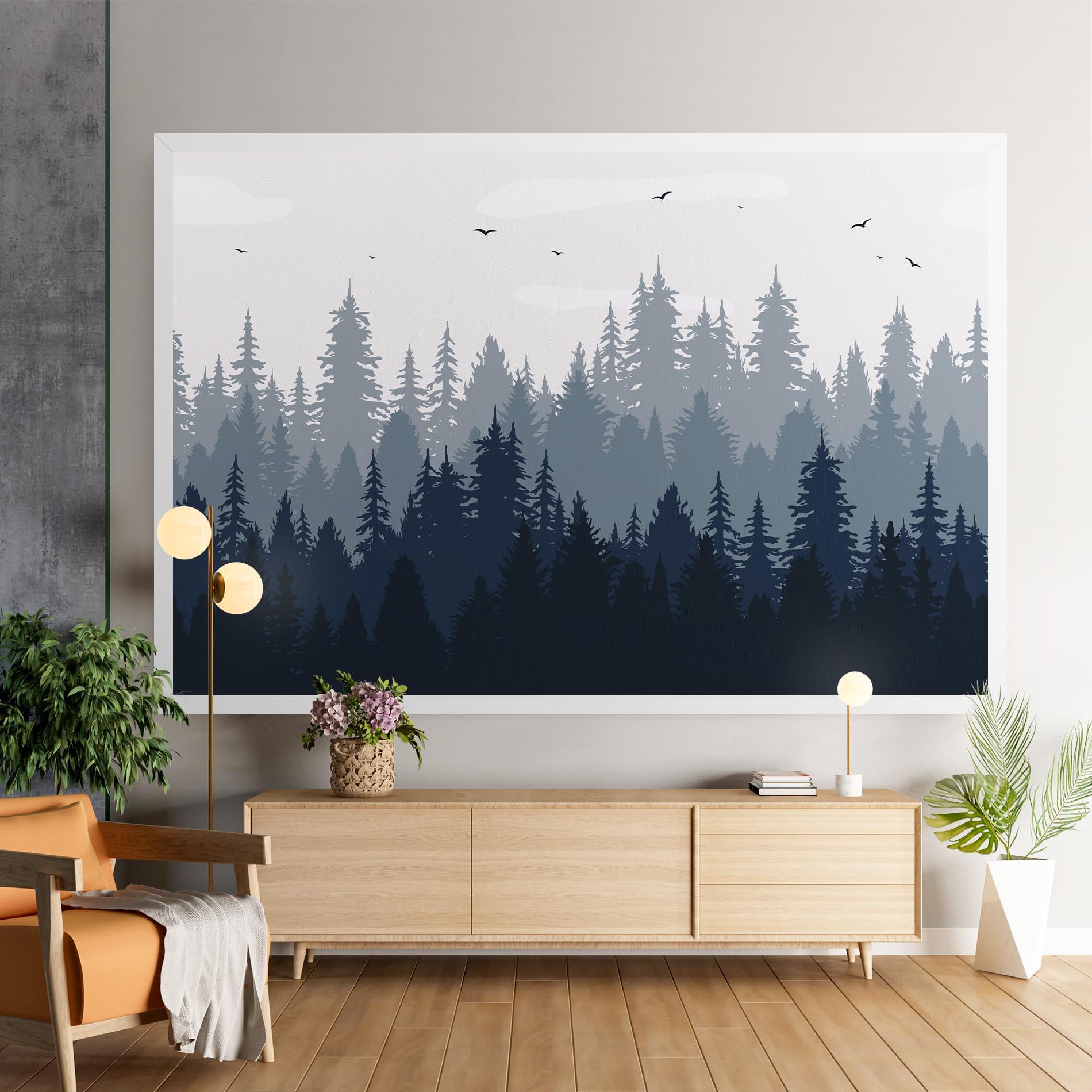 Leinwandbild Foggy Blue Forest mockup 9