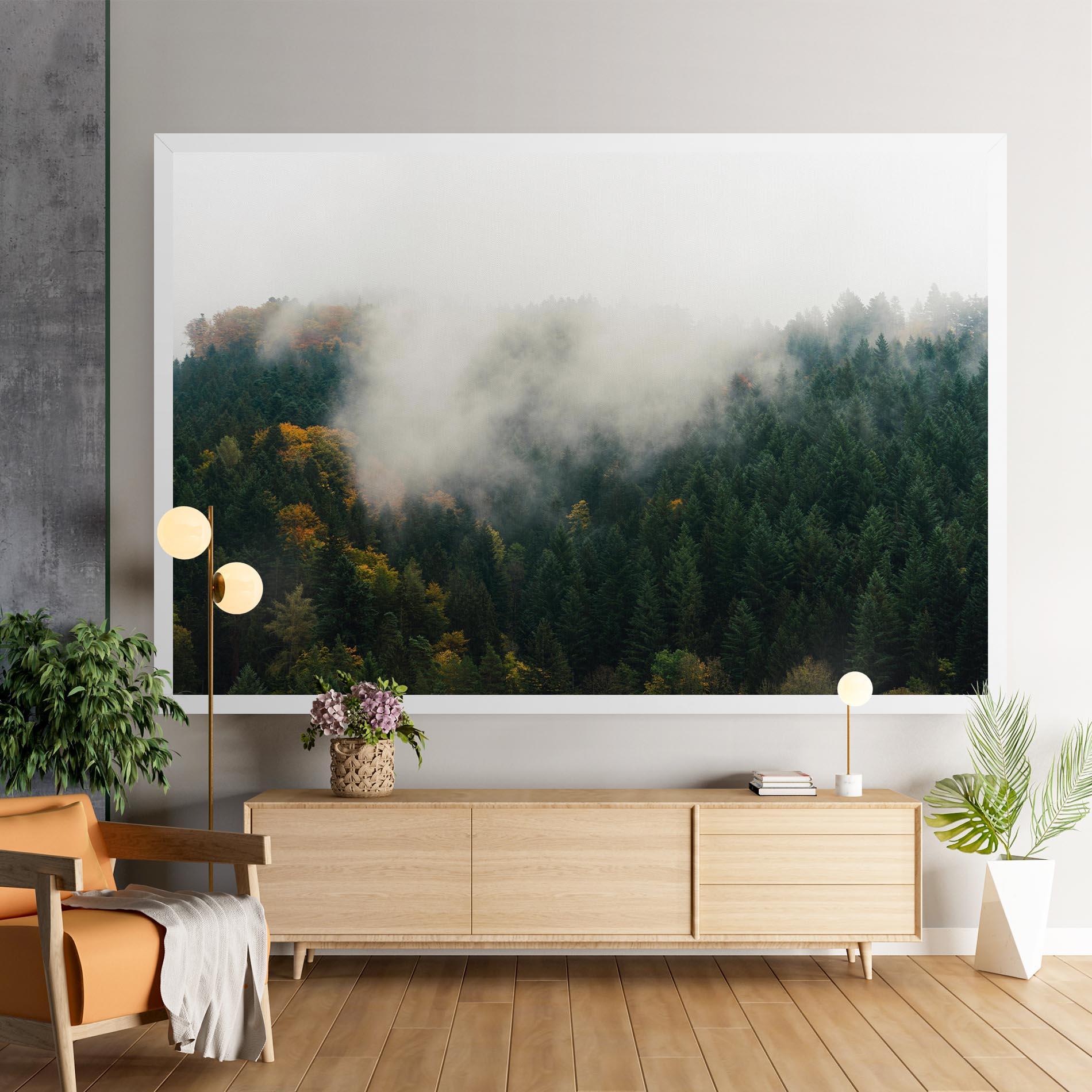 Leinwandbild Foggy Tree Forest mockup 9
